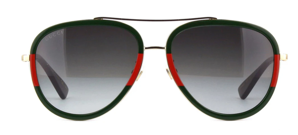 Gucci GG0062S 003 Gold Green/Grey Gradient Oval Women's Sunglasses - Stylish UV Protection Shades for Fashion, Beach & Outdoor Activities