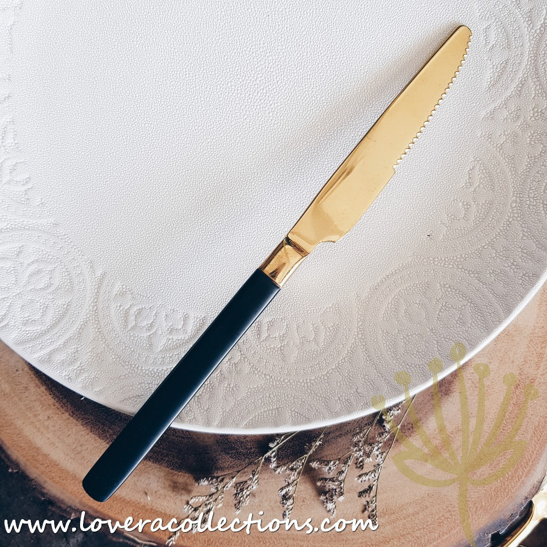 Premium Stainless Steel SS304 Gold Ion Plated Cutlery Set with Black Handles - Elegant Flatware for Fine Dining, Wedding Gifts & Home Entertaining