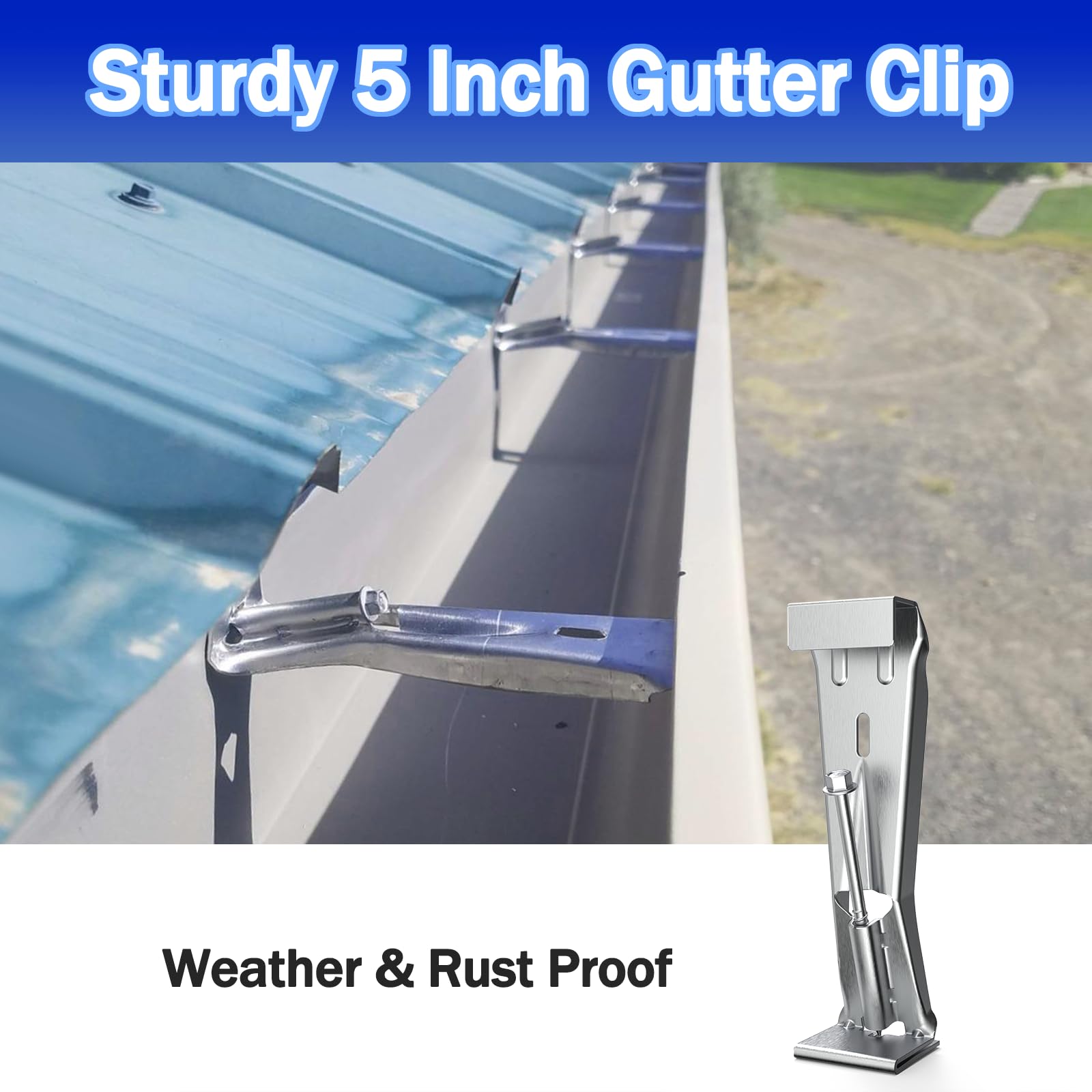 5 Inch Quick Screw Gutter Hangers - 100 Pack Heavy Duty Gutter Support Brackets with Hidden Screw Clips | Prevent Sagging Rain Gutters for Roof Drainage & Home Protection