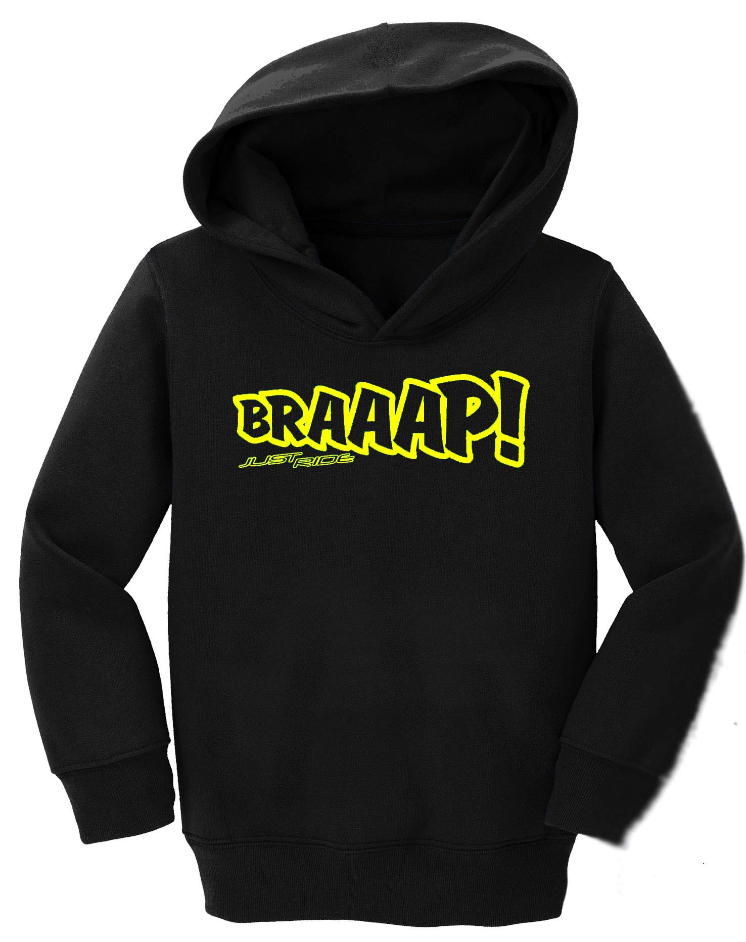 Custom Personalized JUST RIDE BRAAAP Toddler & Youth Hoodie Sweatshirt with Motocross Number Plate Design - Perfect for Motocross Racing, Bike Riding & Outdoor Adventures