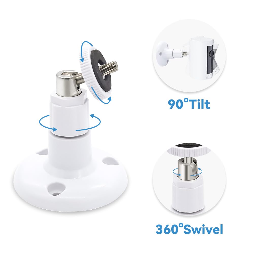 2-Pack Adjustable Wall Mount Bracket for Ring HD Security Camera & Stick Up Cam - 360° Swivel, No Drill Installation, Indoor/Outdoor Use - Perfect for Home Security, Garage Monitoring & Front Door Surveillance