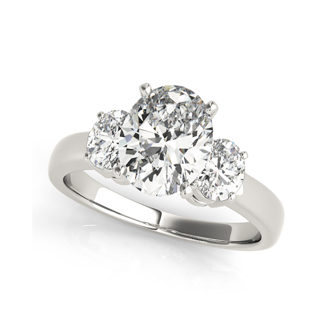 1.24 CTW Oval Shape Diamond Trinity Engagement Ring for Women - Elegant Wedding, Proposal & Anniversary Jewelry Gift
