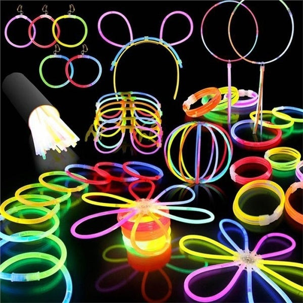 15 Pack Glow Sticks Bracelets - 20cm Glow in the Dark Party Supplies for Rave, Disco, Night Club, Concerts & Halloween Events - Bulk Pack of Colorful Light Up Wristbands