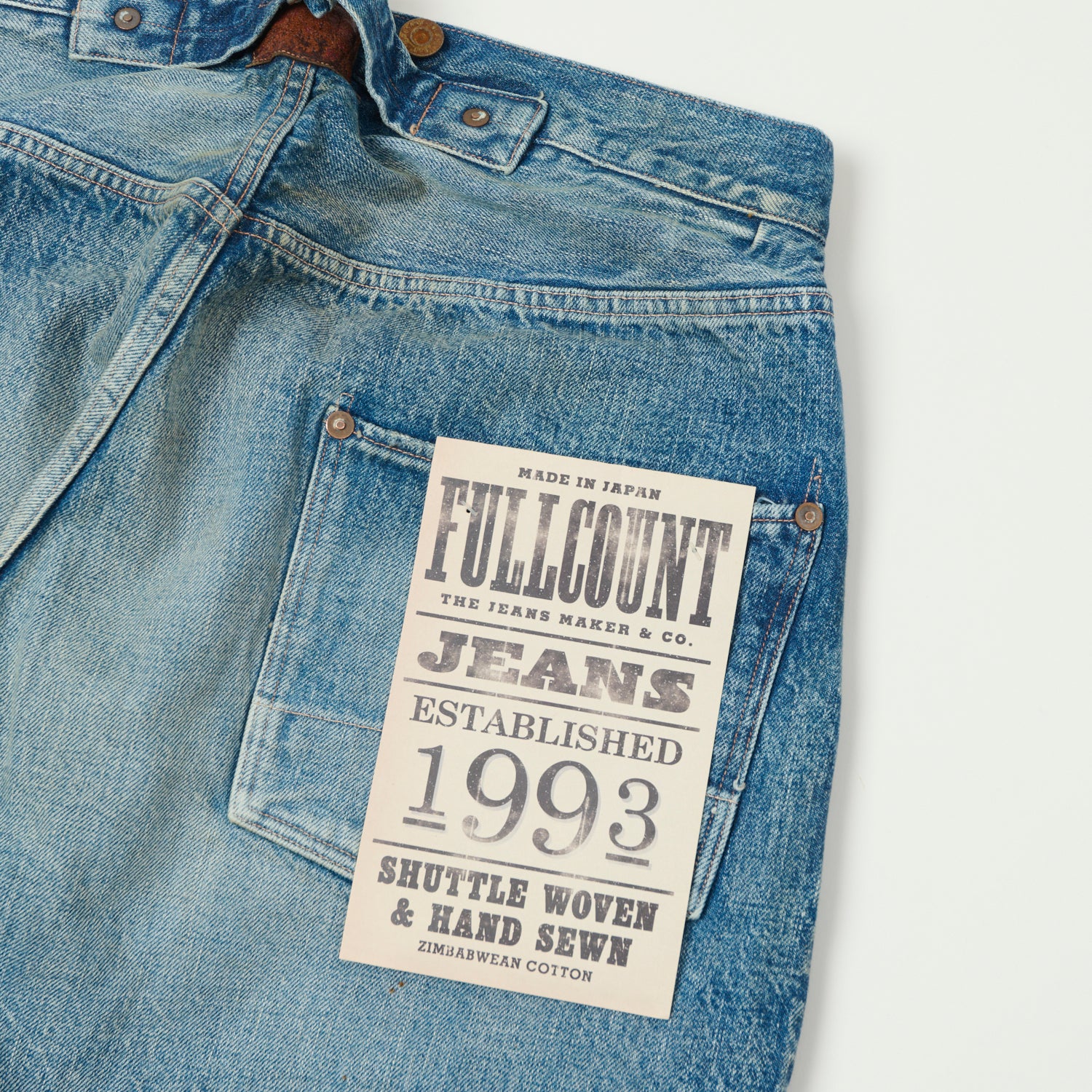Full Count 1373HW 'Son of the Soil' 13.7oz Loose Straight Heavy Wash Denim Jeans for Men | Vintage Workwear & Casual Style