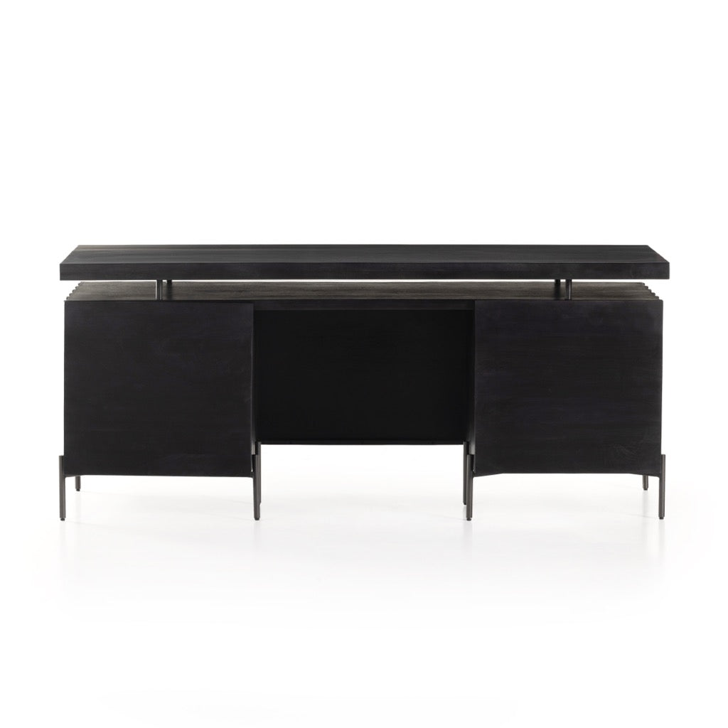Raffael Desk - Handcrafted Carved Black Wash Wooden Writing Desk for Home Office | Perfect for Study, Work, and Remote Workspaces