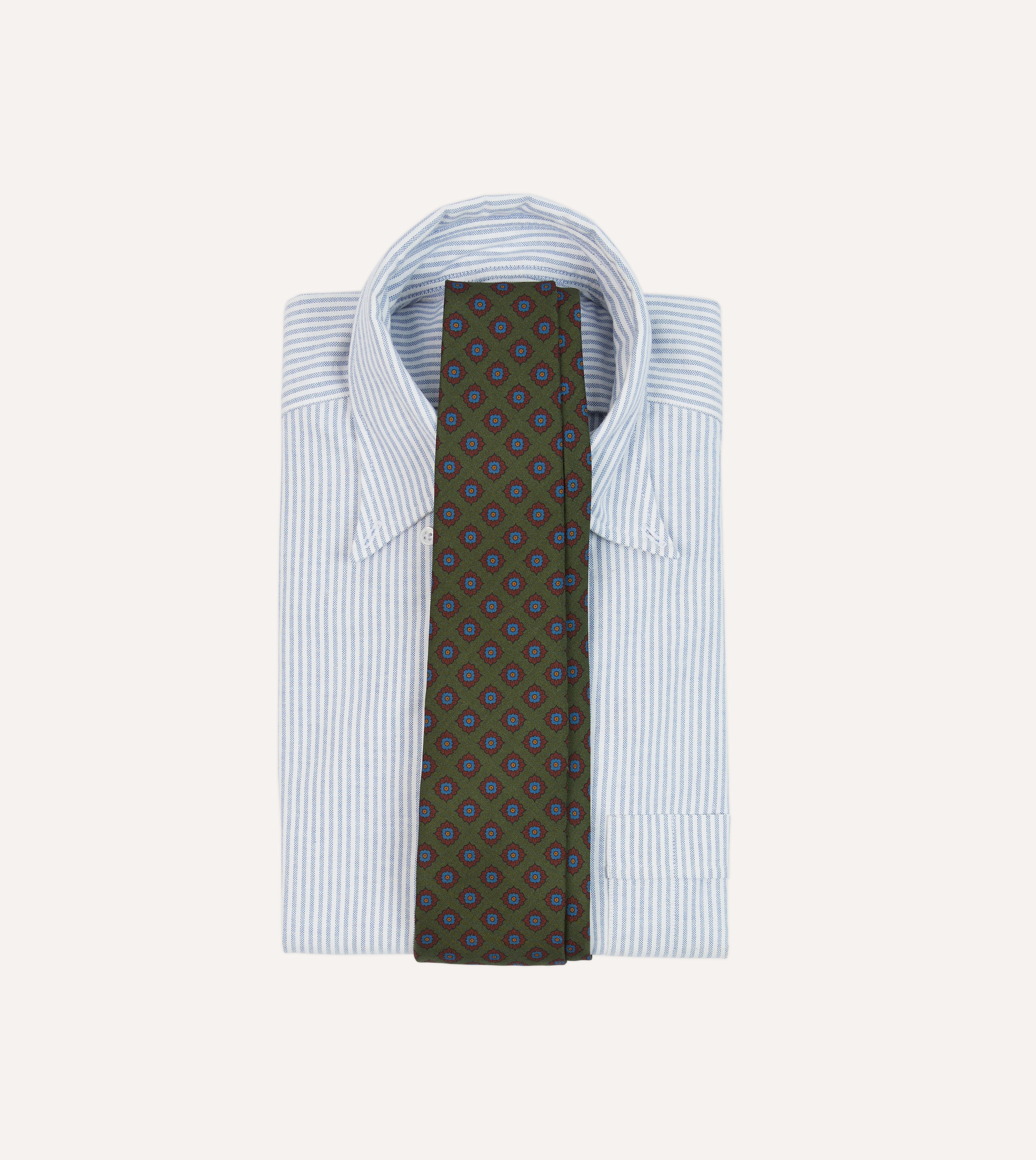 Elegant Green Square Flower Medallion Print Silk Necktie - Perfect for Weddings, Business Meetings & Formal Events