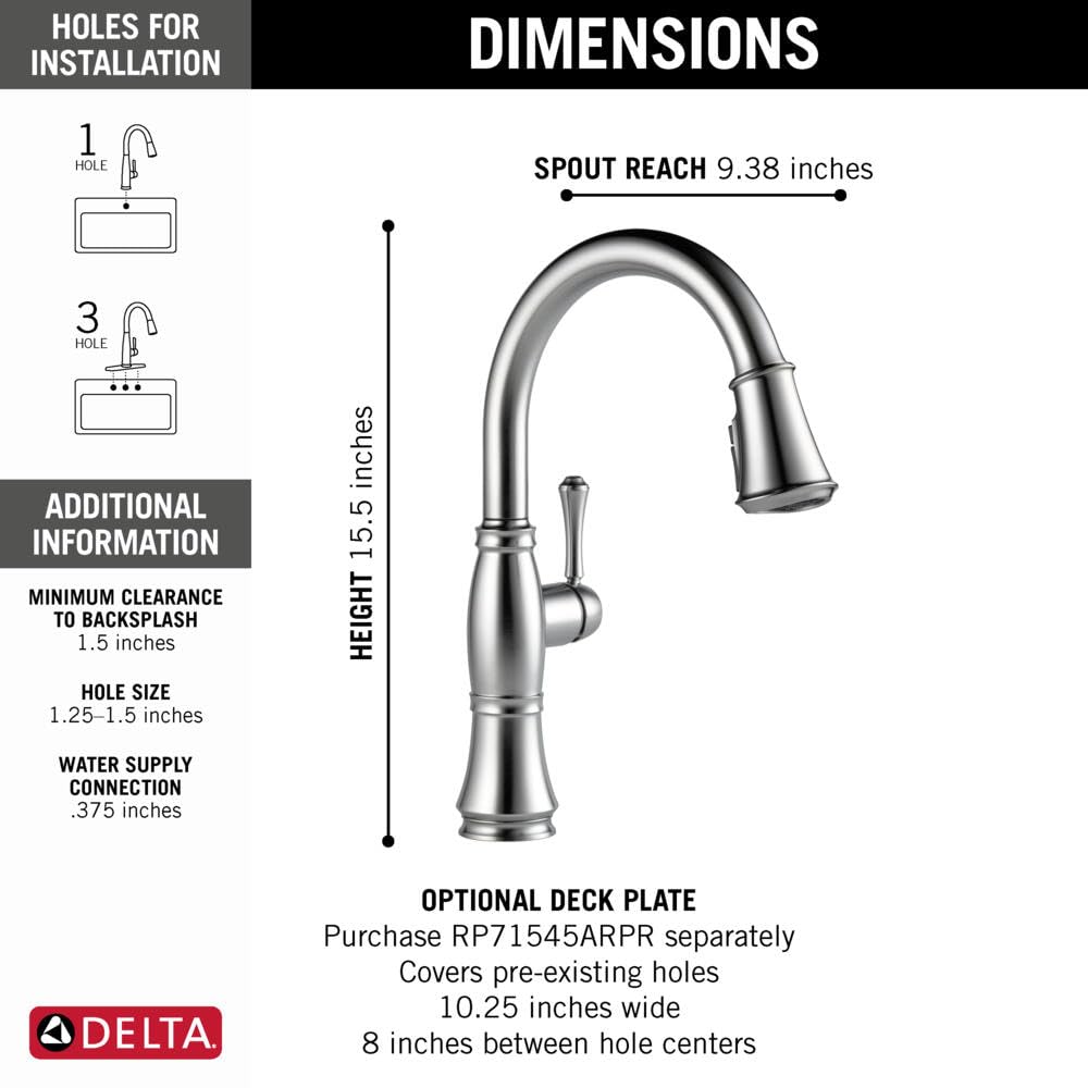 Delta Faucet Cassidy Brushed Nickel Kitchen Faucet with Pull Down Sprayer & Magnetic Docking - Lumicoat Arctic Stainless 9197-AR-PR-DST - Perfect for Modern Kitchens & Easy Dishwashing