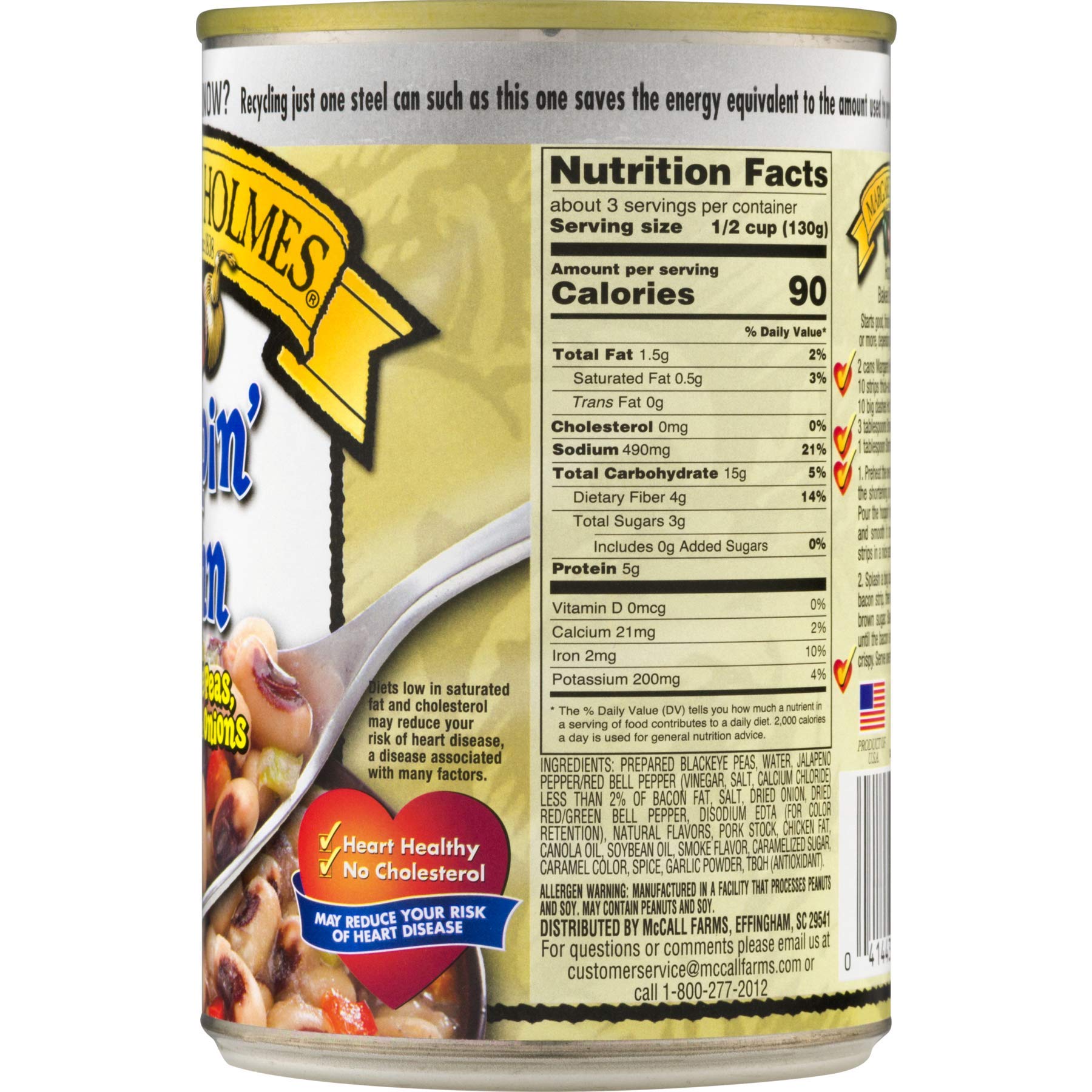 Margaret Holmes Hoppin' John with Black Eyed Peas, Peppers & Onions - 2 Pack (14.5 oz Cans) - Southern Style Canned Beans for Quick Meals, Camping & Emergency Food Storage