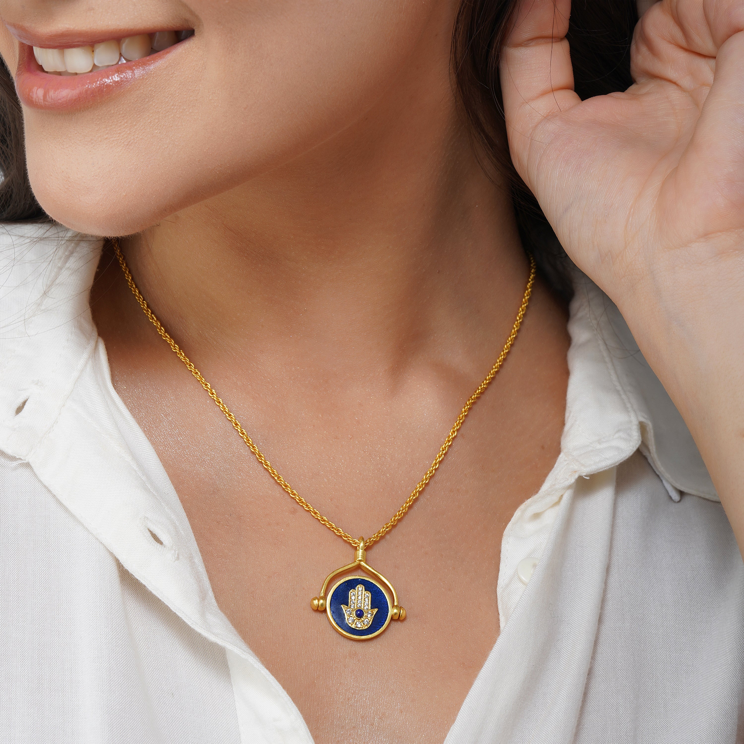 Evil Eye and Hamsa Hand Protection Necklace - Spiritual Jewelry for Good Luck & Positive Energy | Perfect Gift for Women, Men, Travel & Daily Wear