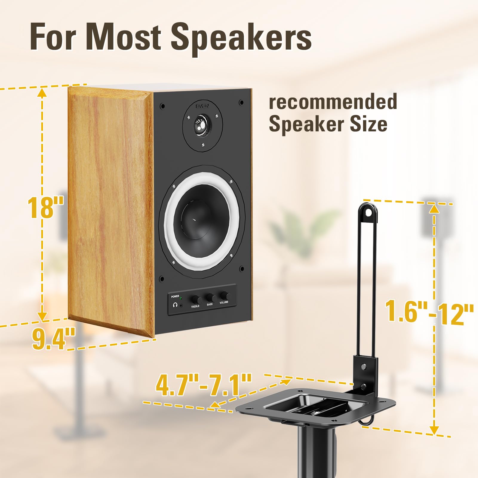 Mounting Dream Universal Speaker Stands - Adjustable Height (33
