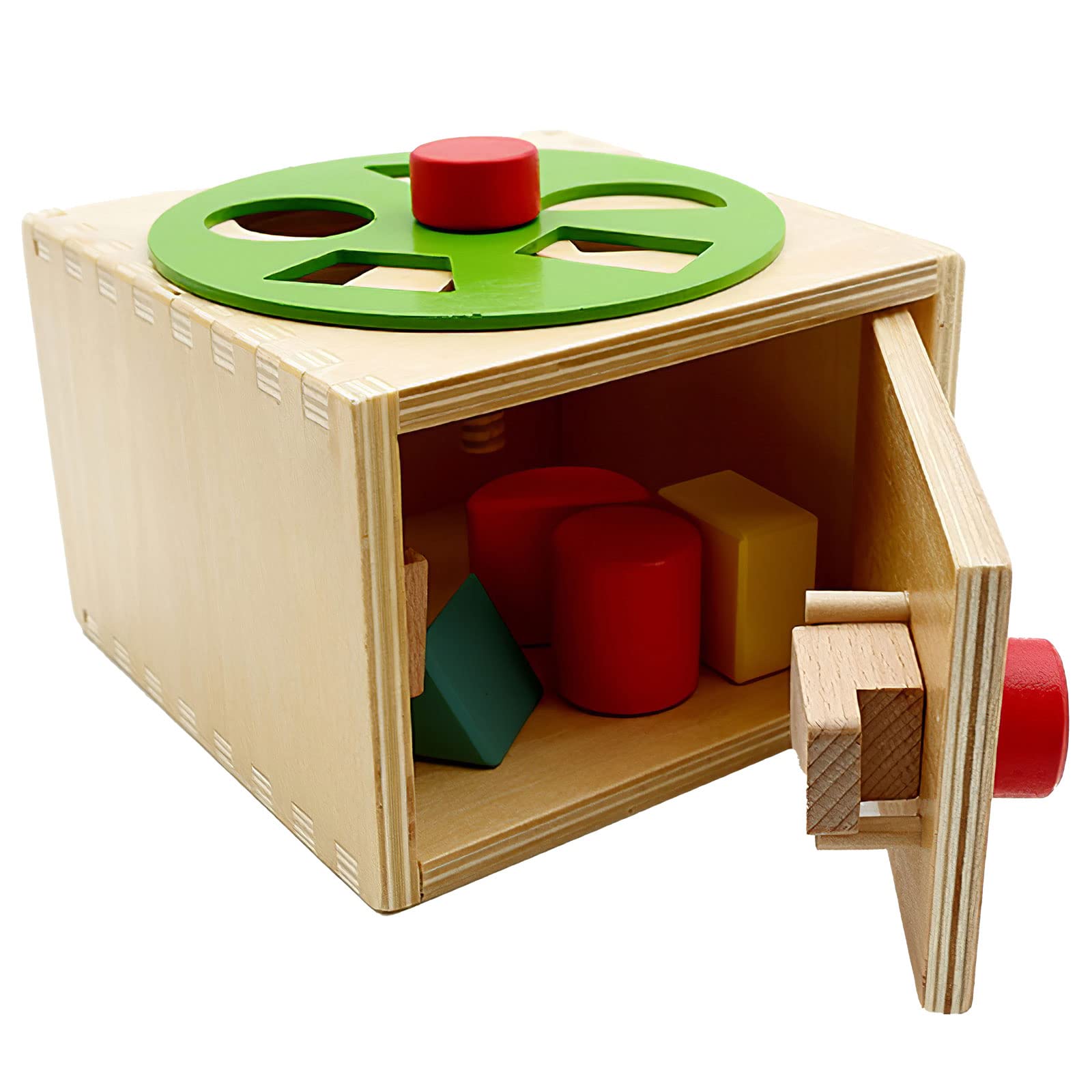 Bysonice Wooden Geometric Shape Matching Box - 5-Hole Montessori Learning Toy with Colorful Blocks for Toddlers, Kids Educational STEM Building Game - Perfect for Preschool Classroom & Home Playtime