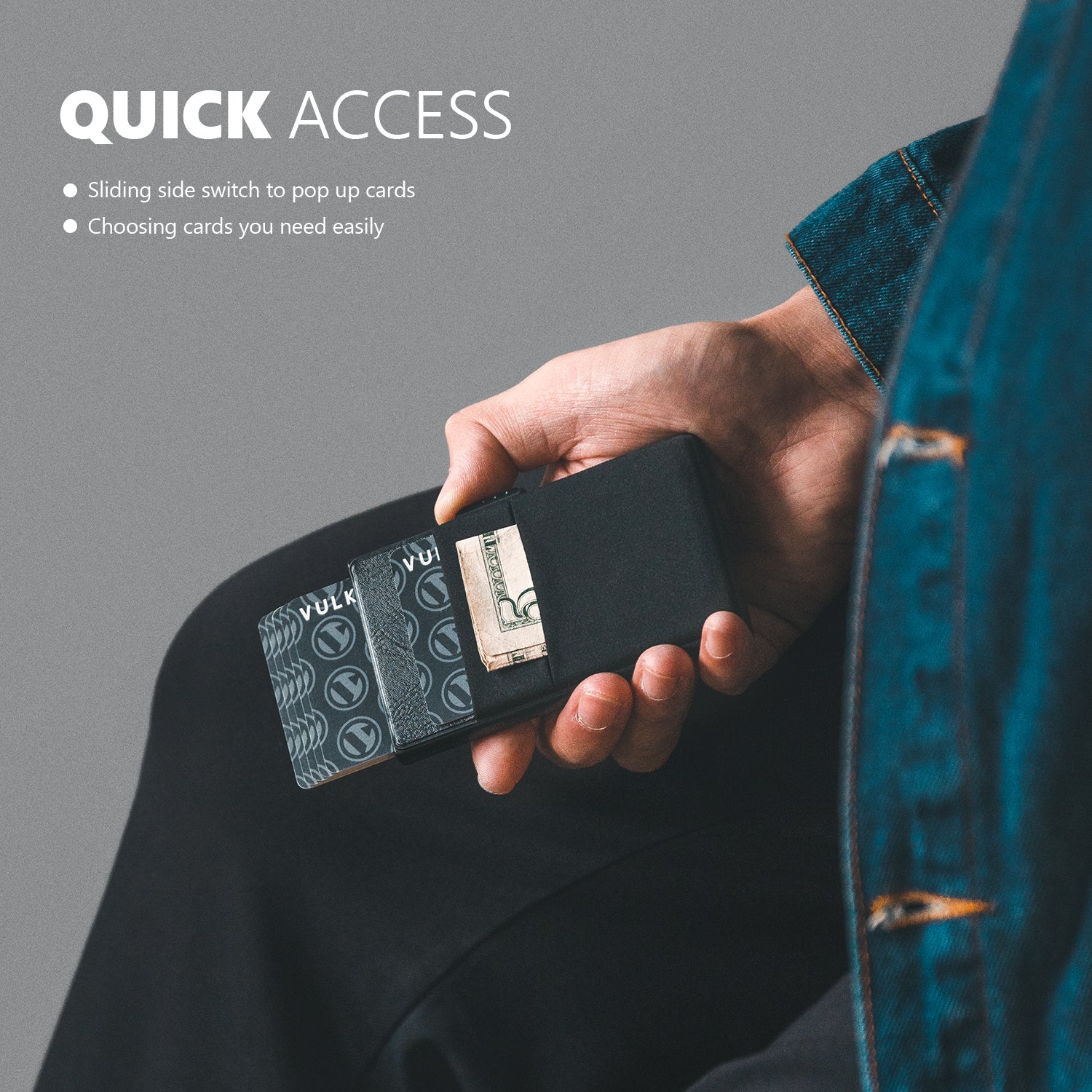 VC306 Elastic Cloth & Leather Slim Wallet with Clear ID Window - Perfect for Cash, Coins, Credit Cards & Daily Essentials | Ideal for Travel, Work & Everyday Use