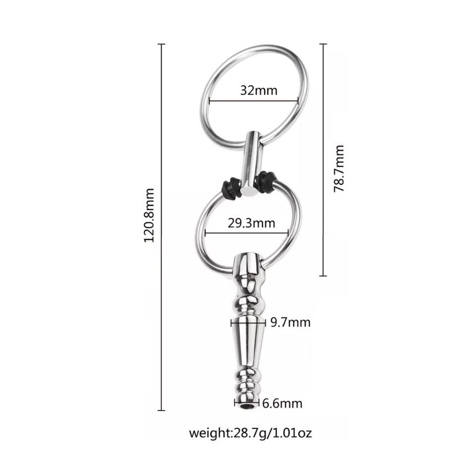 Stainless Steel Hollow Urethral Dilator with Double Cock Ring - Medical Grade Penis Plug for Men's Urethral Sounding | Safe Sex Toy for BDSM & Prostate Stimulation