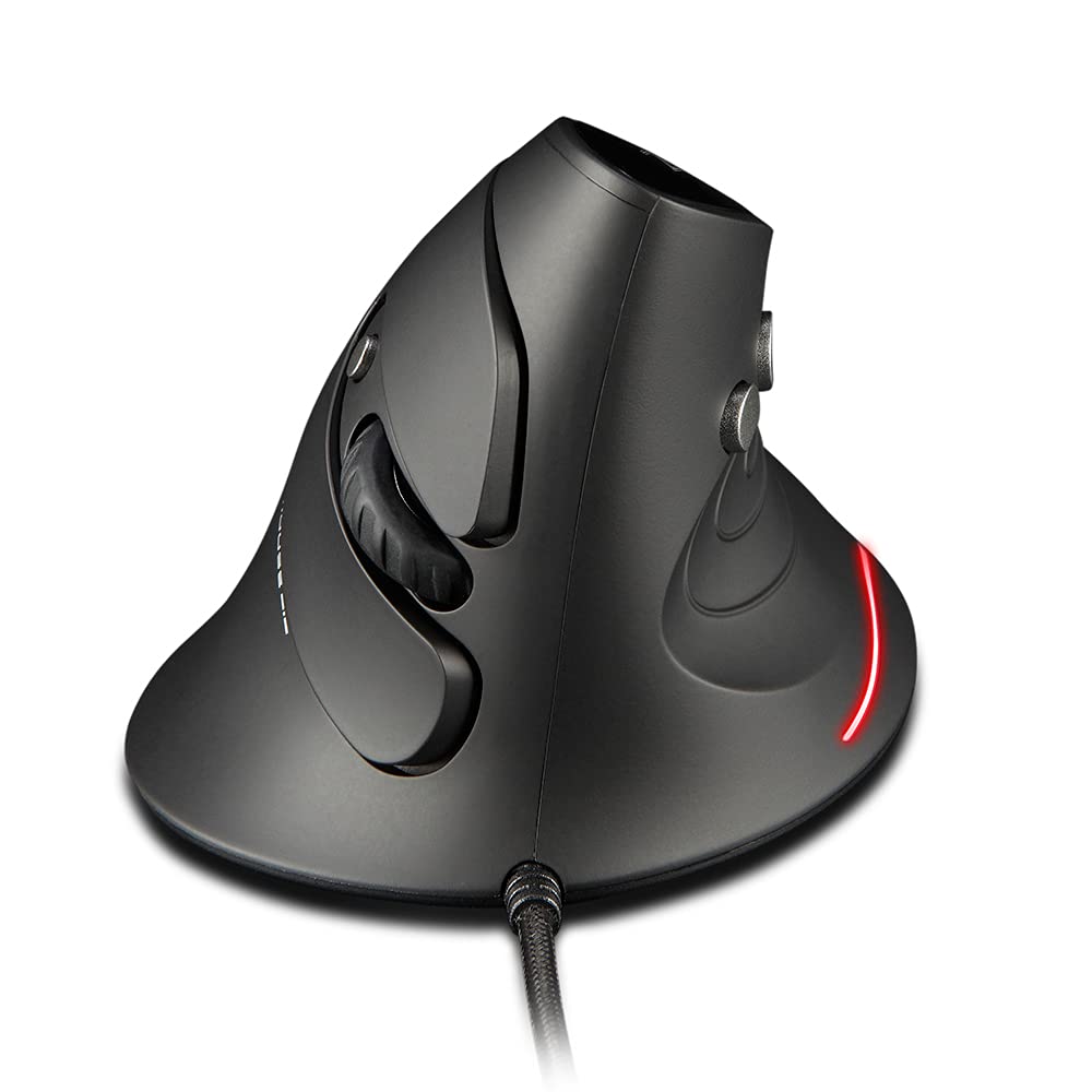 Zelotes Vertical Ergonomic Mouse - 3200 DPI Wired USB Optical Mouse with 6 Buttons, Carpal Tunnel Relief for PC, Laptop, Mac (Black) | Perfect for Office Work, Gaming & Long Computer Sessions