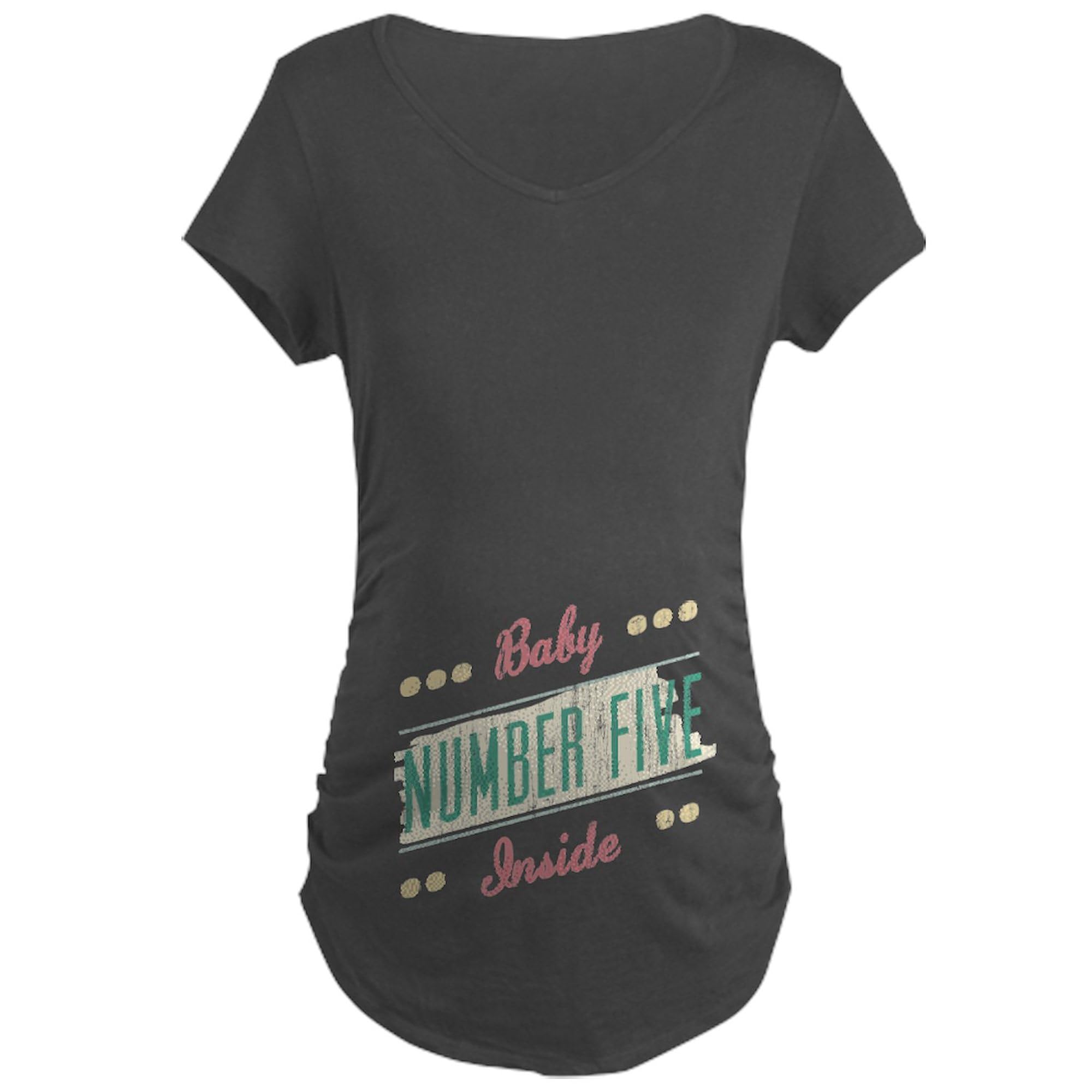 Baby Number 5 Inside Maternity T-Shirt - Women's Ruched Side Pregnancy Tee for Expecting Moms | Comfortable & Stylish Maternity Wear for Baby Showers, Pregnancy Announcements & Family Photos