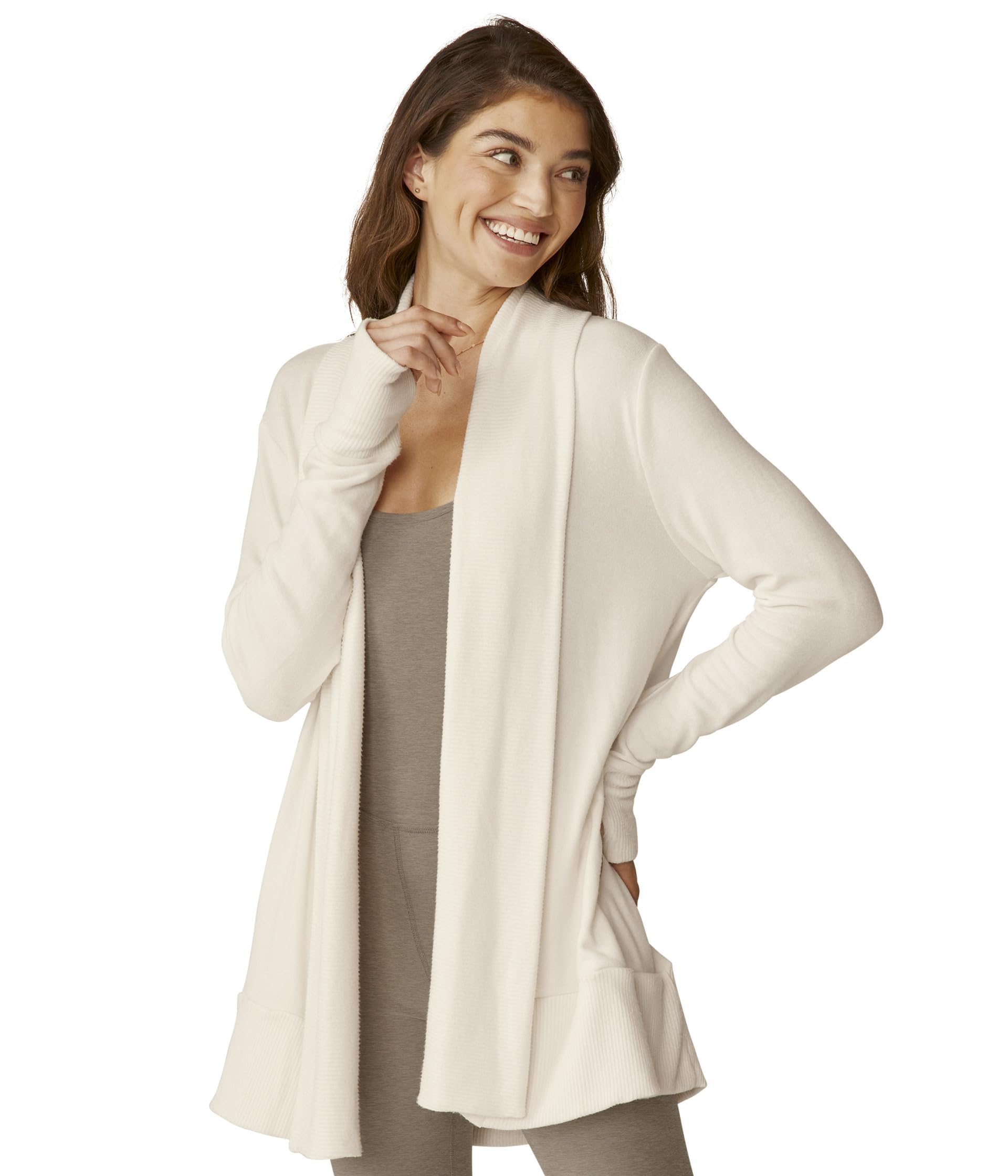 Beyond Yoga Women's Soften Up Cardigan - Cozy Long Sleeve Open Front Sweater for Lounge, Work & Travel