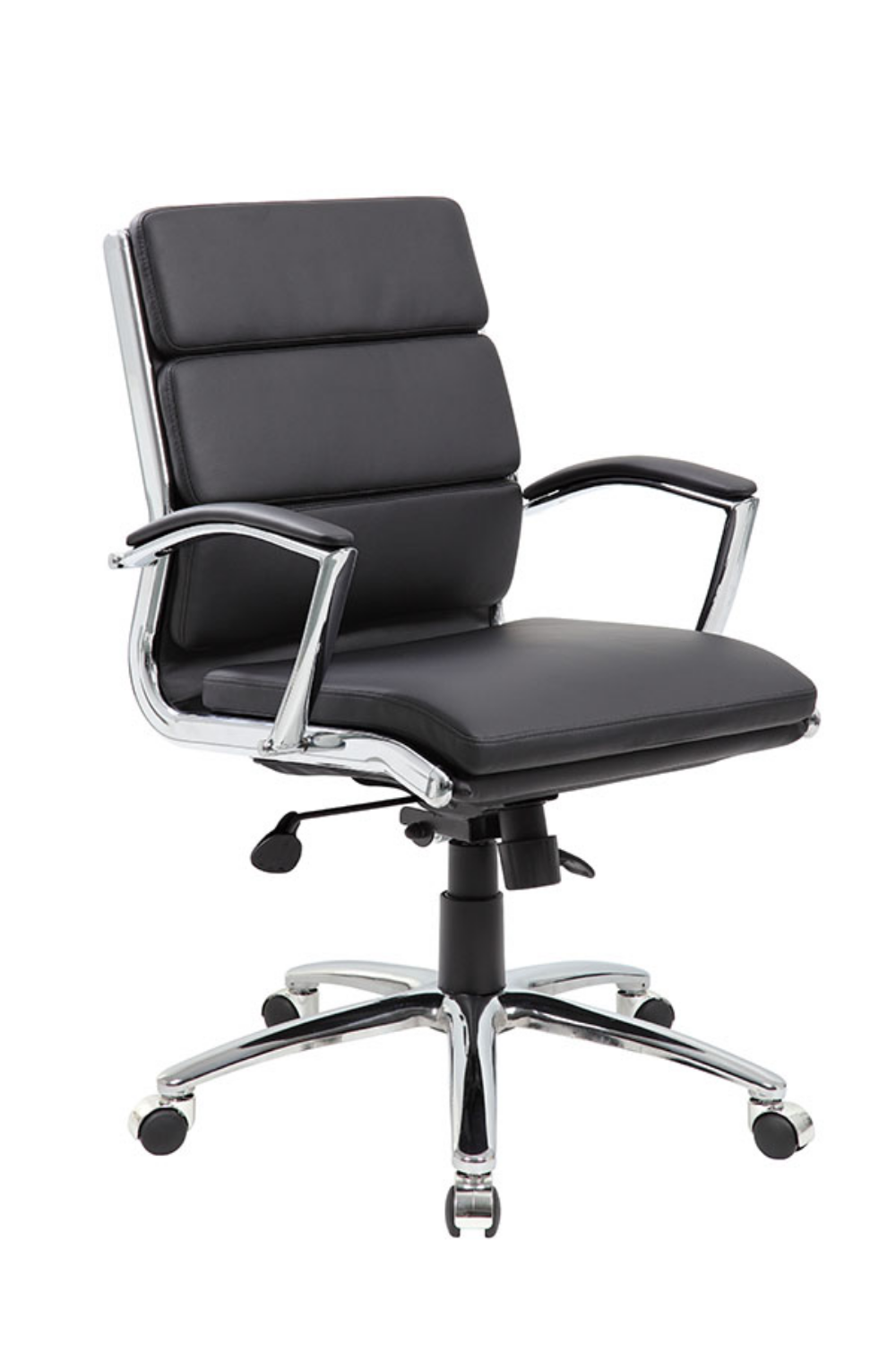 Boss Vinyl Executive Mid Back Chair with Metal Chrome Finish B9476 - Ergonomic Office Chair for Home & Business Workspaces