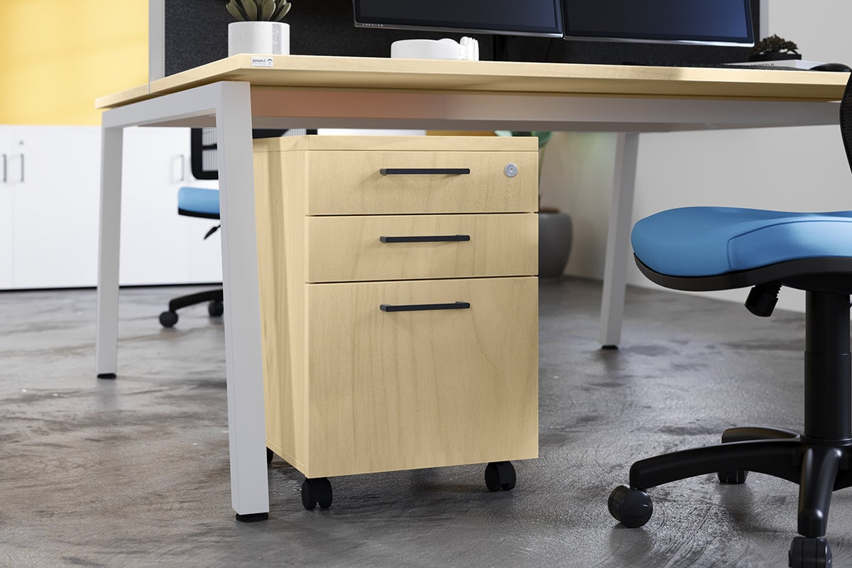 Lockable Mobile Pedestal with File Drawers - Laminate Office Storage Cabinet for Files & Supplies | Perfect for Home Office, Classroom & Workplace Organization