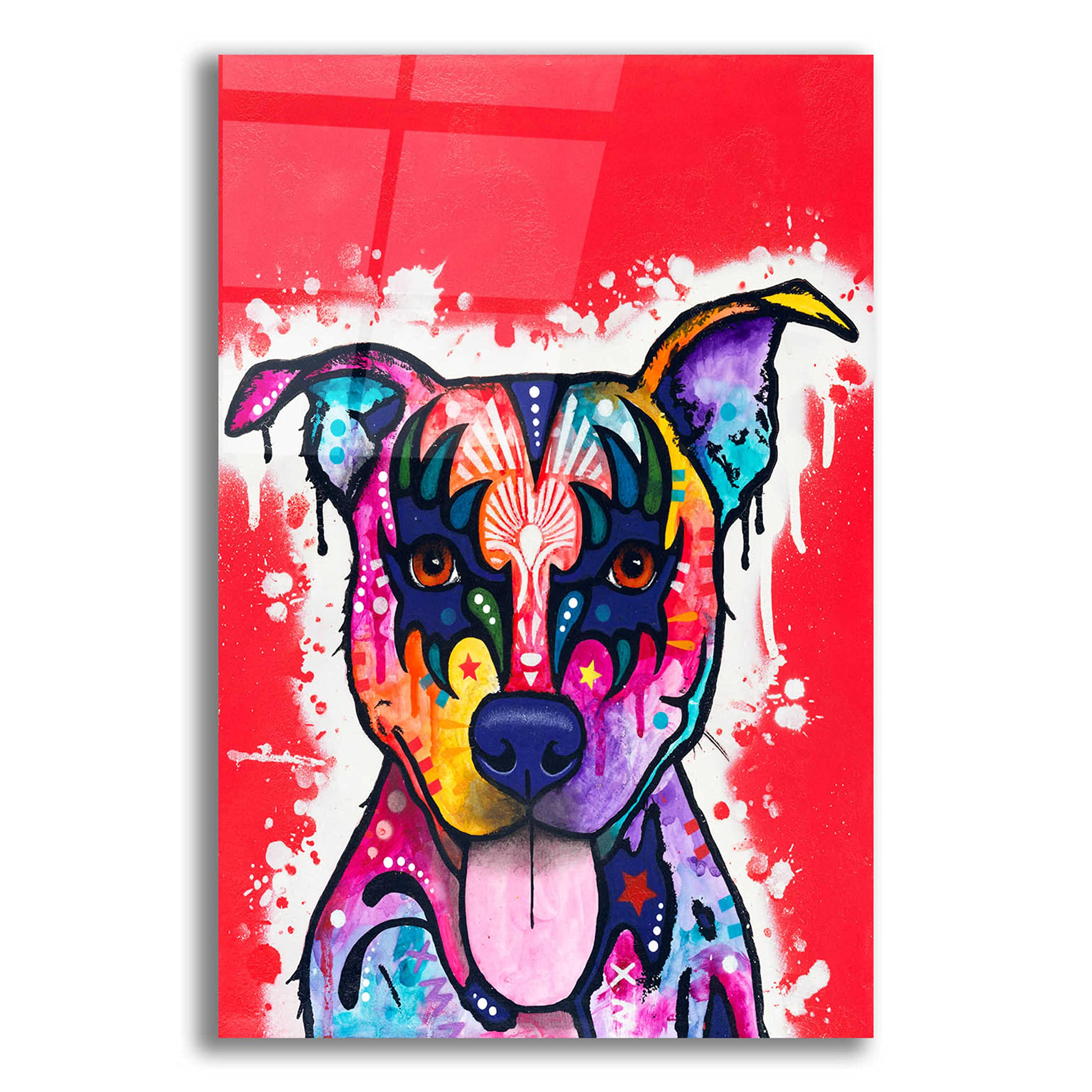 Epic Art 'Kiss Dog' by Dean Russo - Vibrant Acrylic Glass Wall Art Decor (16x24 Inches) - Perfect for Living Room, Bedroom & Office Wall Decor