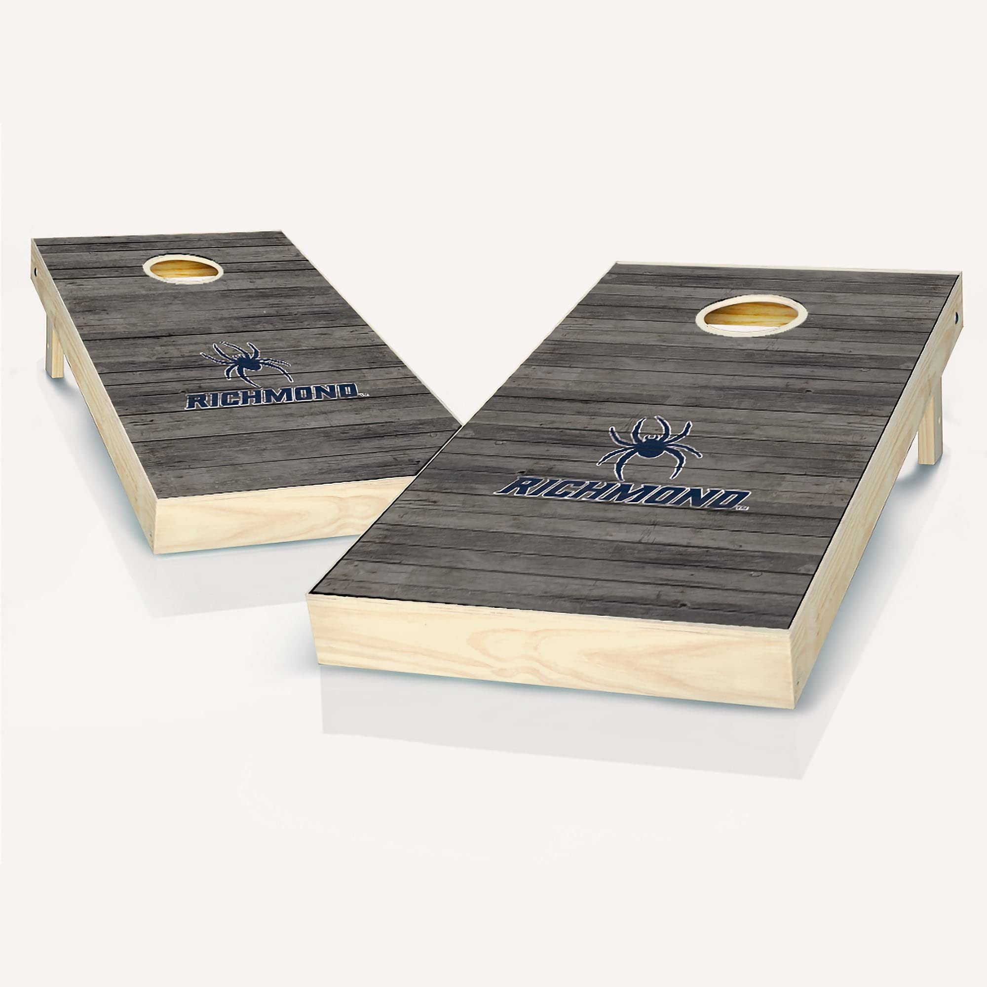 Premium Richmond Distressed Cornhole Boards Set - 2 Boards & 8 Custom Team Logo Bags | Outdoor Lawn Games, Tailgate Parties, Backyard BBQ Entertainment