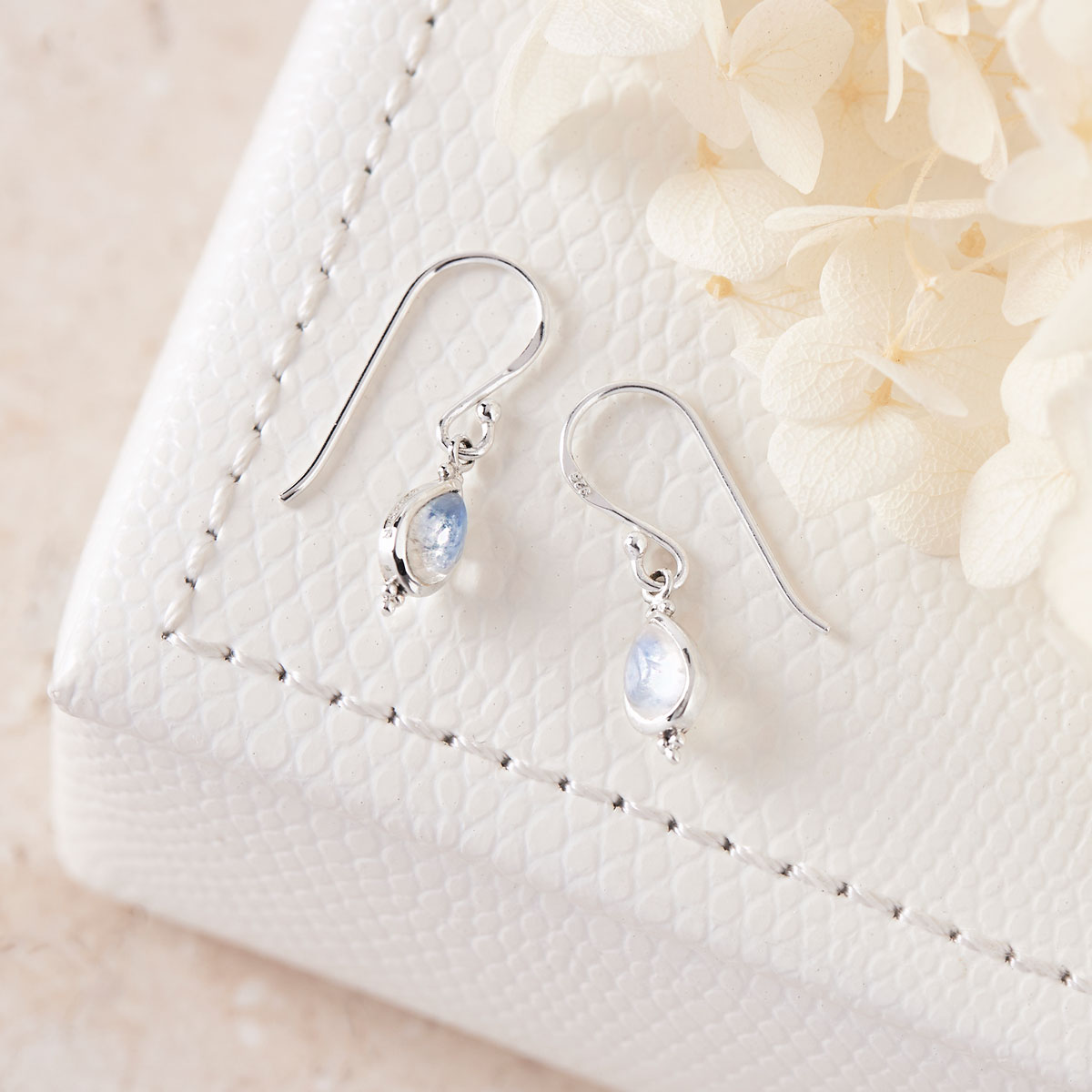 Serein Moonstone Earrings for Women – Dainty Sterling Silver Boho Hoop Earrings with Genuine Moonstone Gemstone | Perfect for Boho Chic, Wedding, Party & Everyday Wear