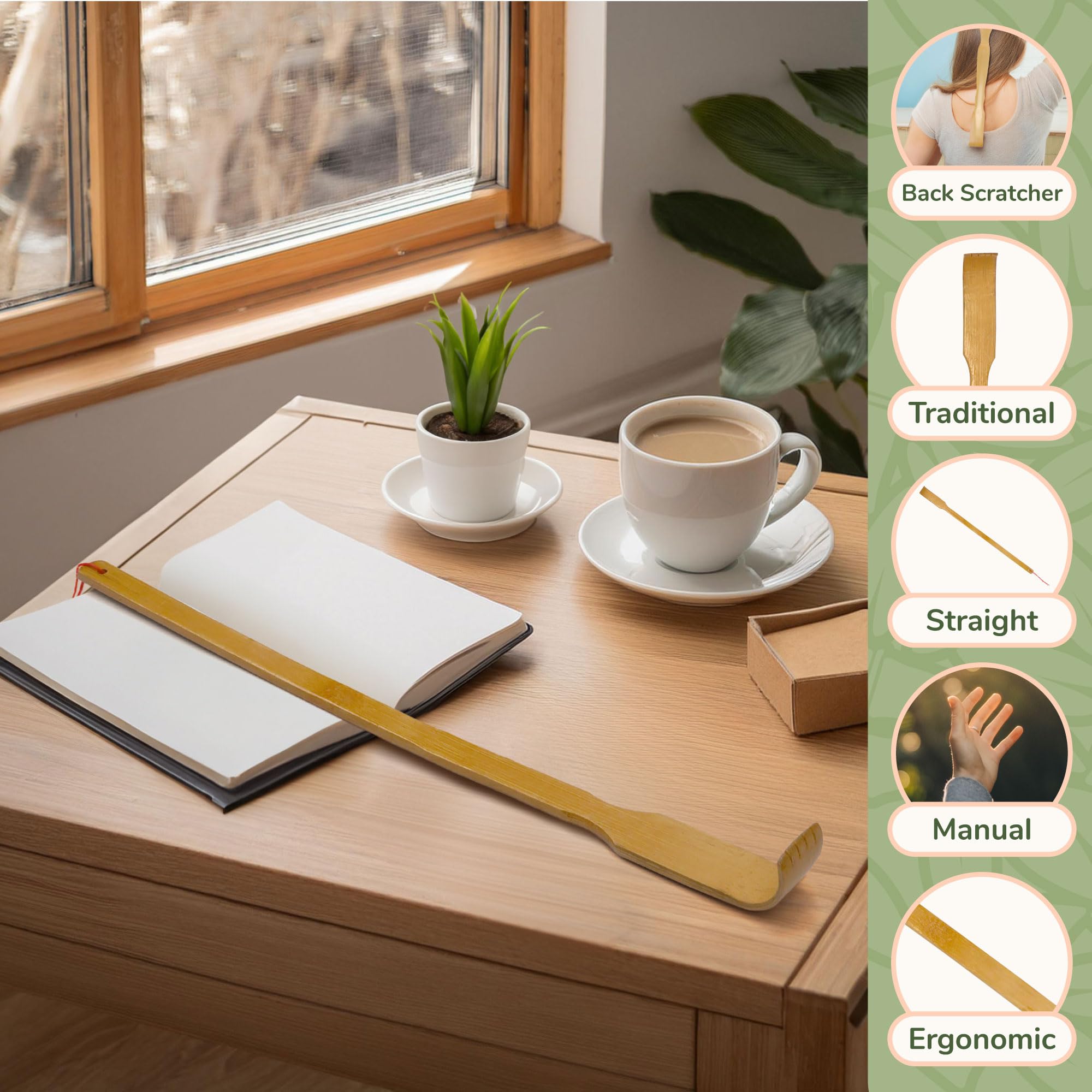 BambooMN 16.5 Inch Traditional Thin Travel Size Bamboo Wooden Back Scratcher - 3 Pack Body Relaxation Massager for Itching Relief - Perfect for Home, Office, Travel & Gift Giving