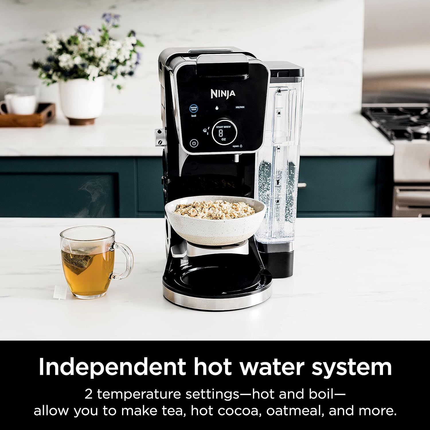 Ninja CFP301 DualBrew Pro Specialty 12-Cup Coffee Maker with Glass Carafe - Single Serve for Coffee Pods & Grounds, 4 Brew Styles, Built-in Frother & Hot Water System - Perfect for Home, Office & Entertaining (Black)