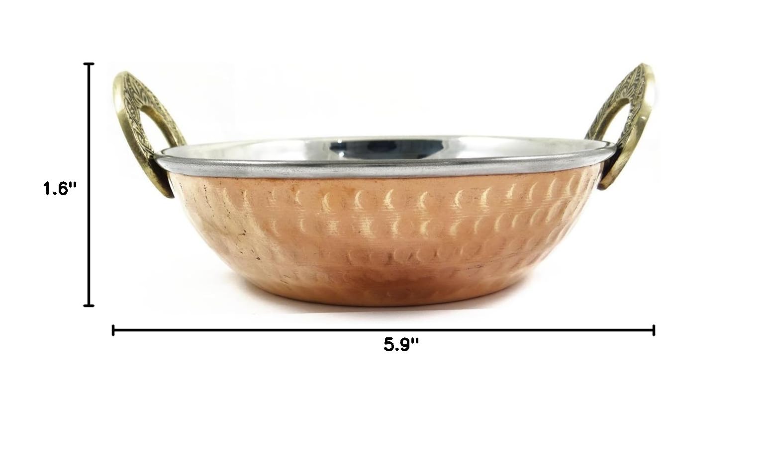 Authentic Indian Copper Steel Karahi with Spoon - Traditional Serveware for Curry, Biryani & Stews - Perfect for Dinnerware, Party Serving & Home Cooking