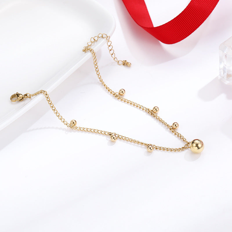14K Gold Ball Bead Ankle Bracelet for Women - Elegant Foot Jewelry for Parties, Weddings & Beach Outfits