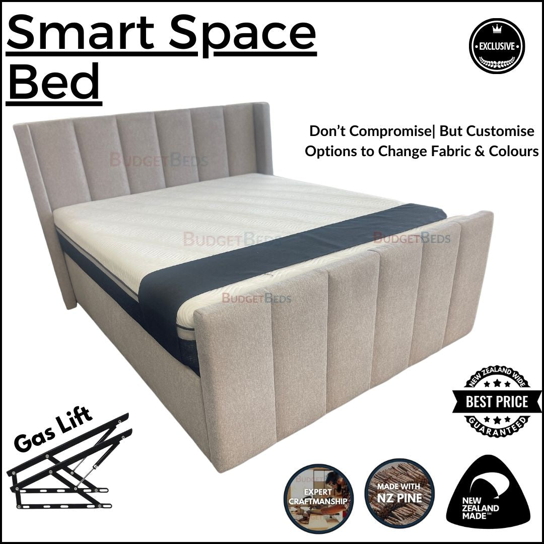 Smart Space-Saving Gas Lift Storage Bed with Headboard & Footboard - Perfect for Small Bedrooms, Guest Rooms & Studio Apartments