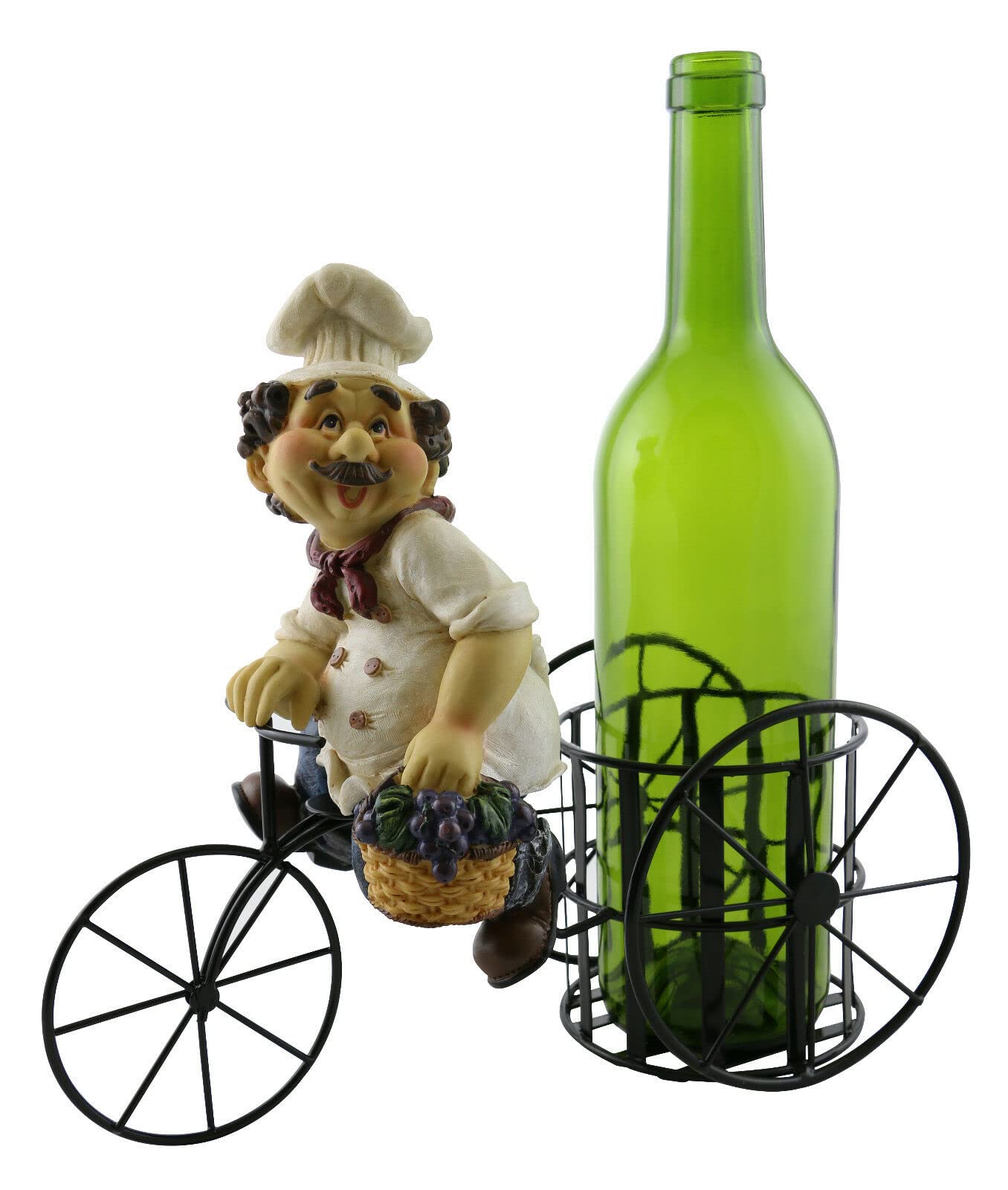 Stainless Steel Chef Riding Bicycle Wine Bottle Holder - Unique Kitchen Decor & Wine Display Rack for Restaurants, Bars, and Home Use