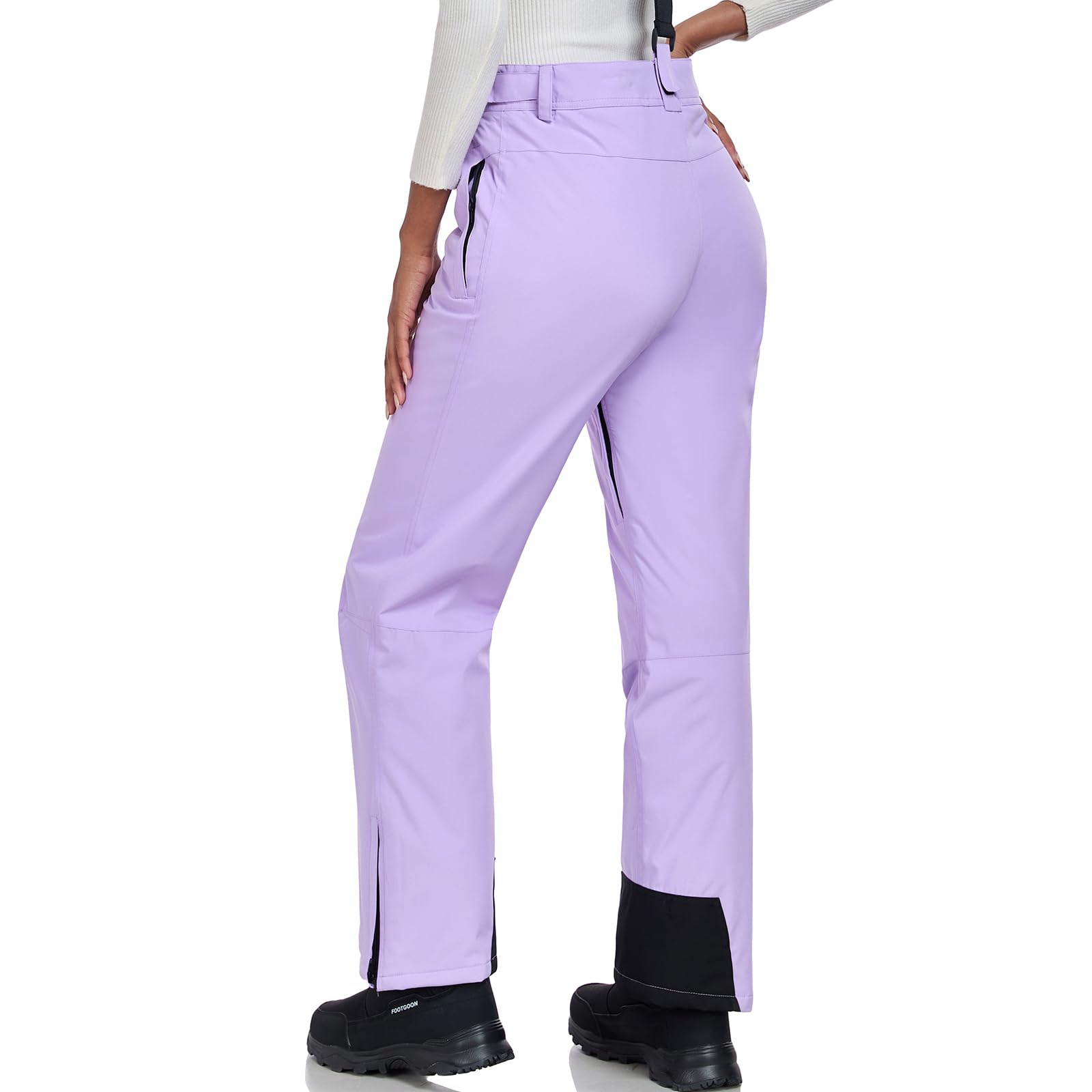 Women's Insulated Waterproof Snow Ski Pants - Winter Warm Snowboard Bib Pants with Detachable Suspenders for Outdoor Skiing & Snowboarding Adventures