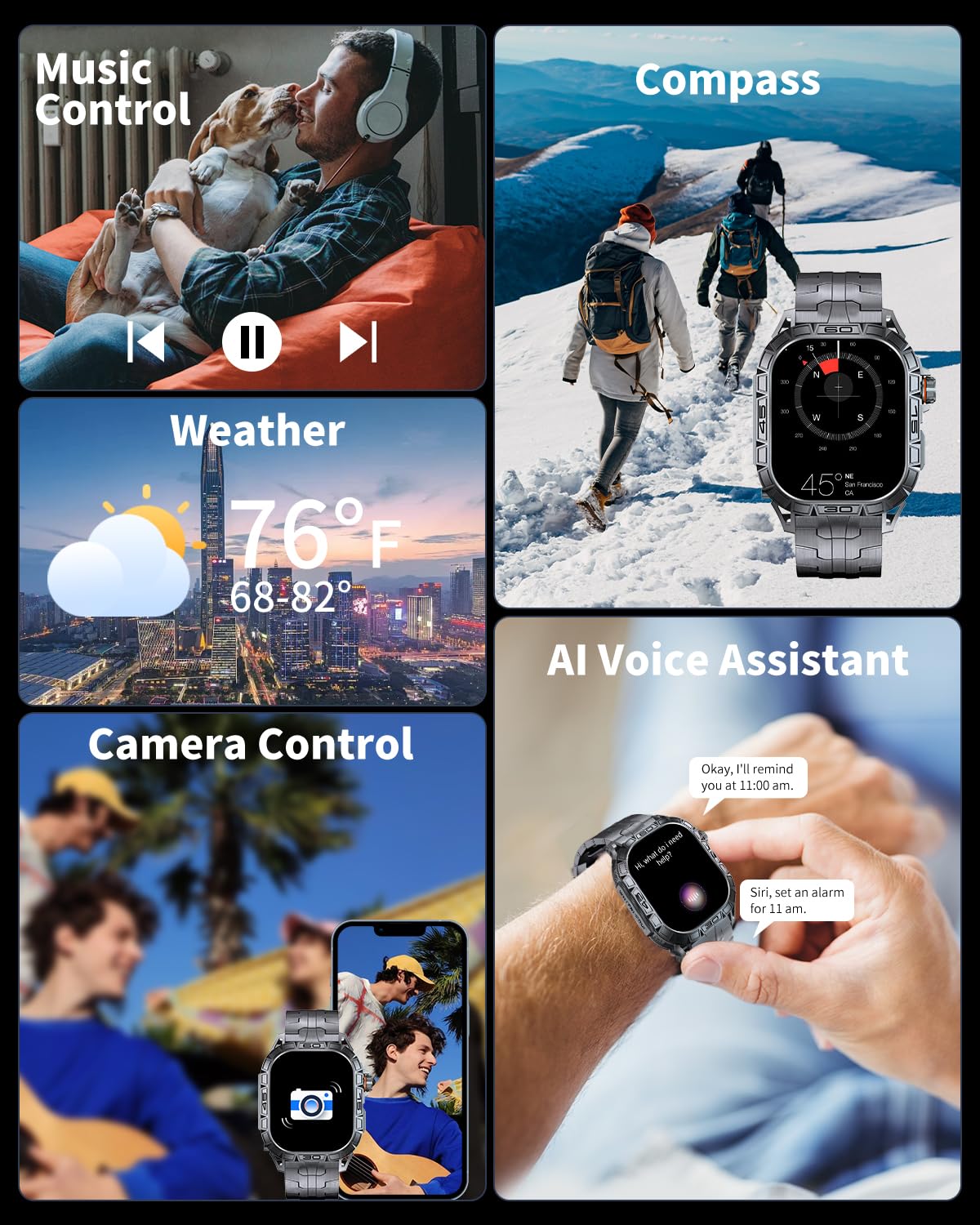 Military Smart Watch for Men - 1.96