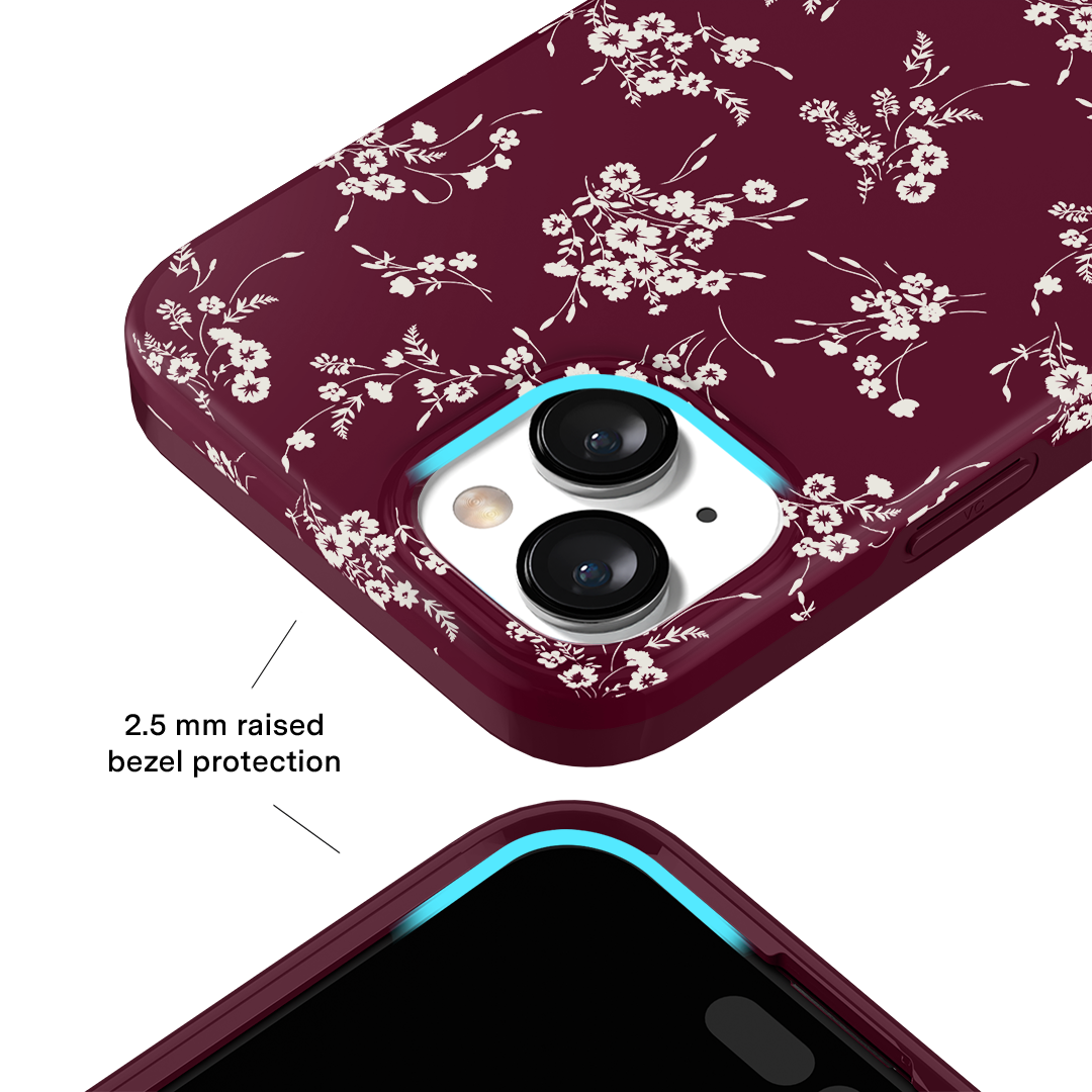 Elegant French Burgundy Floral iPhone Case - Stylish Protective Cover for iPhone 13/14/15 Pro Max - Perfect for Daily Use, Travel & Gift Giving