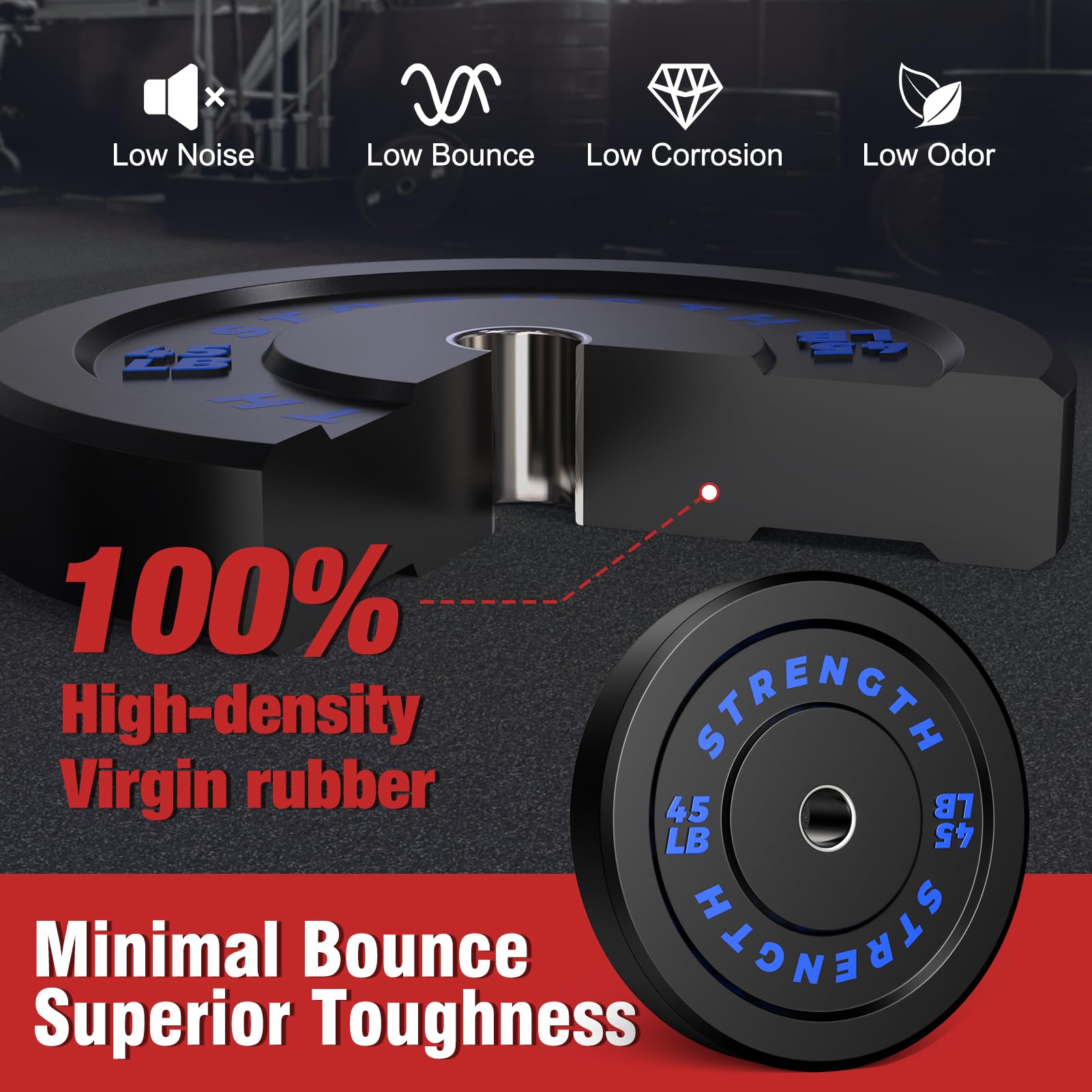 Olympic Bumper Plates Set - Premium Virgin Rubber Weight Plates for CrossFit, Powerlifting & Strength Training - Perfect for Home Gyms & Commercial Fitness Centers