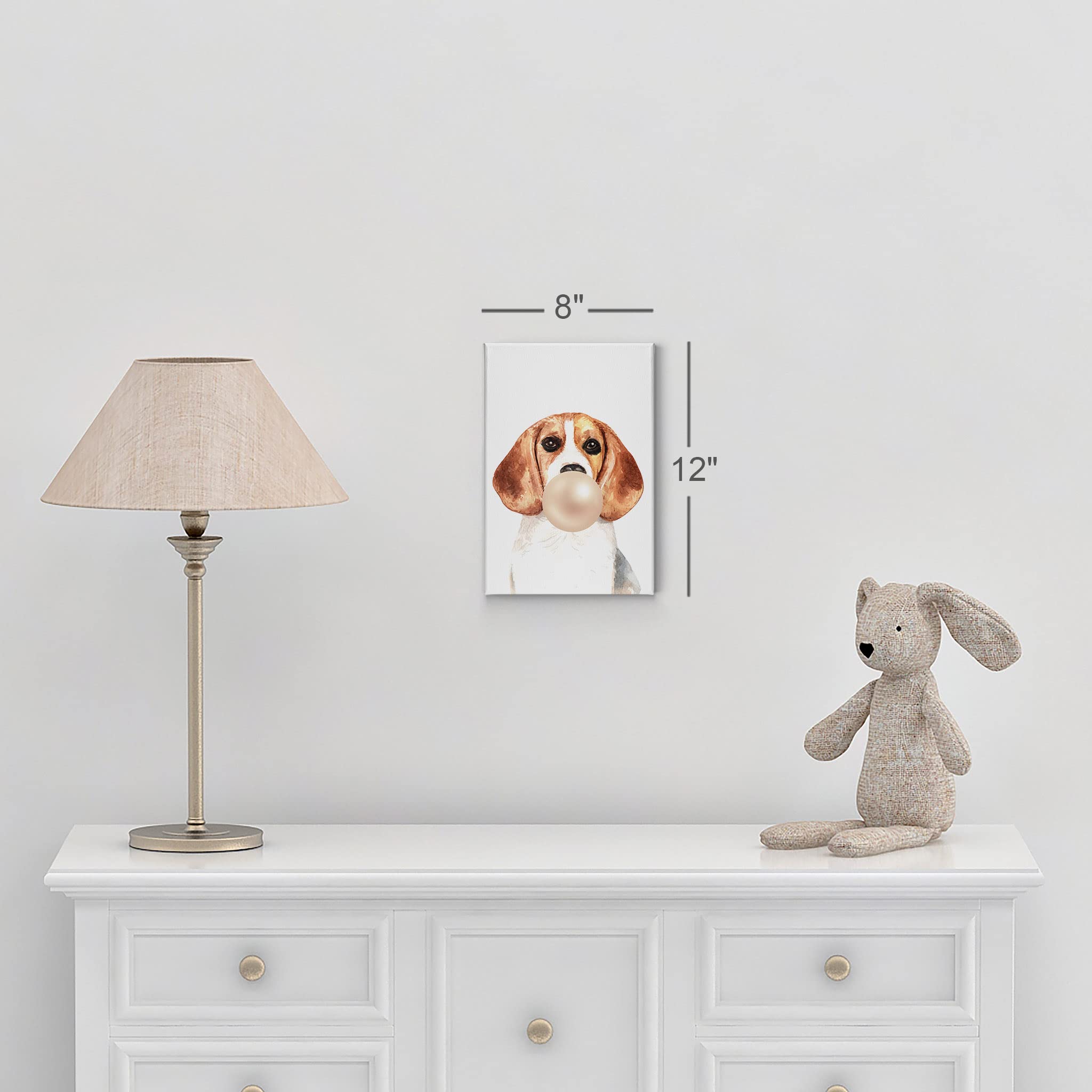 Beagle Dog Chewing Bubble Gum Canvas Wall Art Print - 22x15 Inch Pet Lover Gift, Animal Pop Art for Office, Living Room, Bedroom & Nursery Decor | Unique Dog Portrait for Home & Kids Room