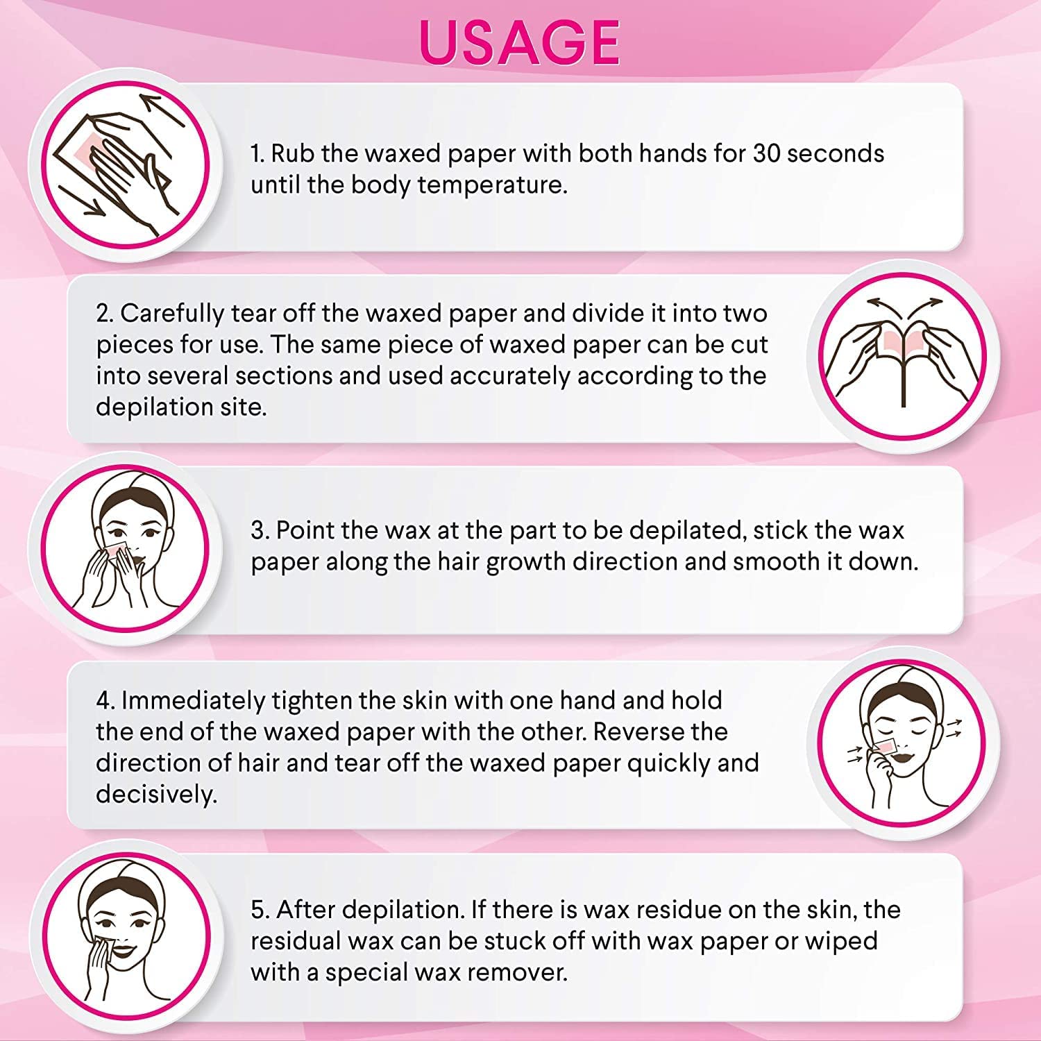 Ghelonadi Ready-to-Use Cold Wax Strips for Eyebrows, Face, Upper Lip & Chin - Hair Removal Waxing Kit for Women & Girls (1 Count) - Perfect for At-Home Salon Smooth Skin Care