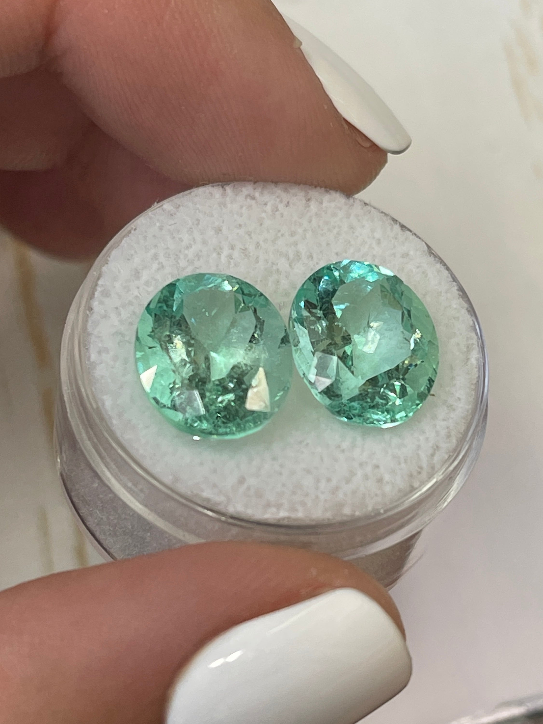 Premium 10.23tcw 13x10mm Matching Pair Colombian Emerald Loose Gemstones - Oval Cut Natural Green Emeralds for Jewelry Making, Engagement Rings & Luxury Gifts