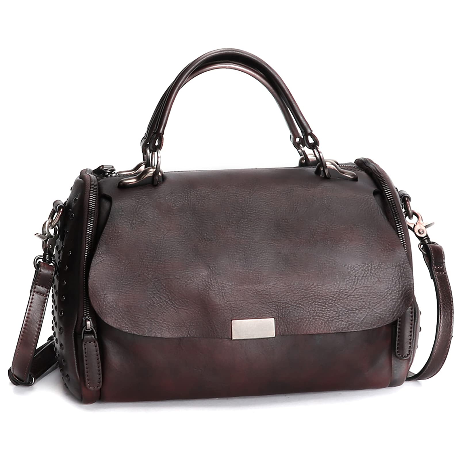 Genuine Leather Purses for Women - Vintage Handmade Leather Shoulder Bag, Top Handle Crossbody Satchel Purse - Perfect for Work, Travel & Everyday Use