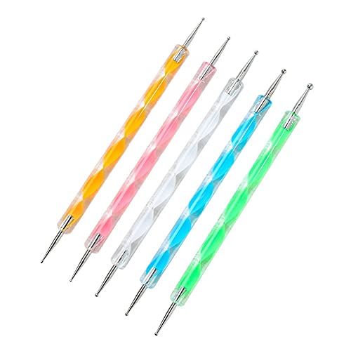 TWIREY 5-Piece Nail Art Dotting Tool Set - Marbleizing Pen for Nail Decoration & Stamping - Professional Dotting Tools for DIY Nail Designs - Perfect for Salon, Home Manicure & Nail Art Enthusiasts
