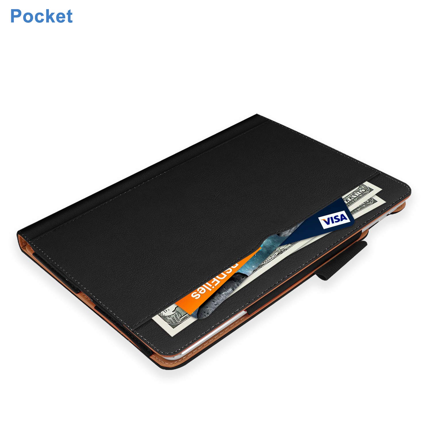 Premium iPad Air 5th/4th Gen Case (2022/2020) & iPad 10.9 Inch Protective Cover with Pencil Holder - Multi-Angle Stand, Hand Strap & Auto Sleep/Wake Function | Perfect for Work, Study & Travel | Durable Black Design