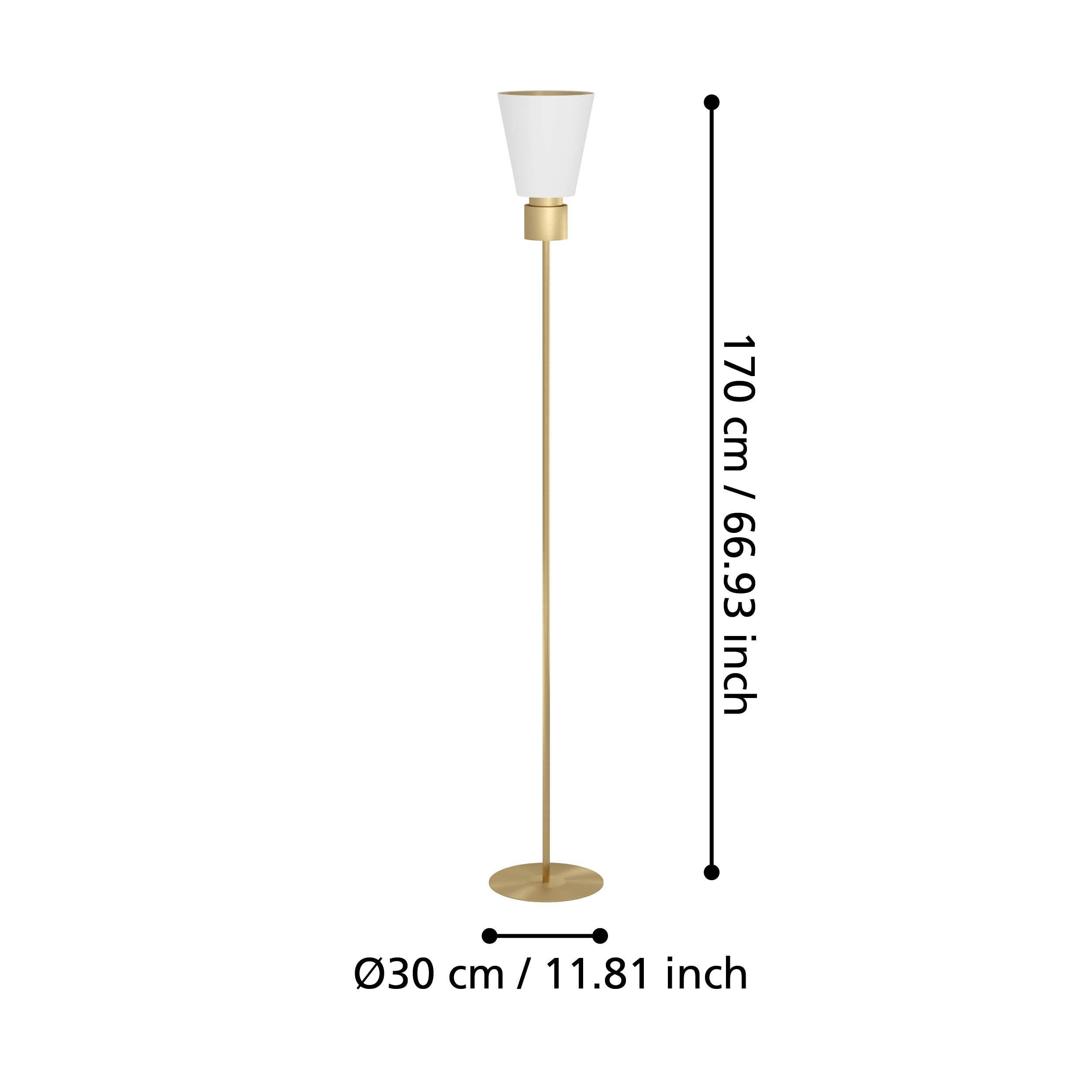 Eglo Aglientina Brass Floor Lamp with White Fabric Shade - Modern Lighting for Living Room, Bedroom & Office Decor