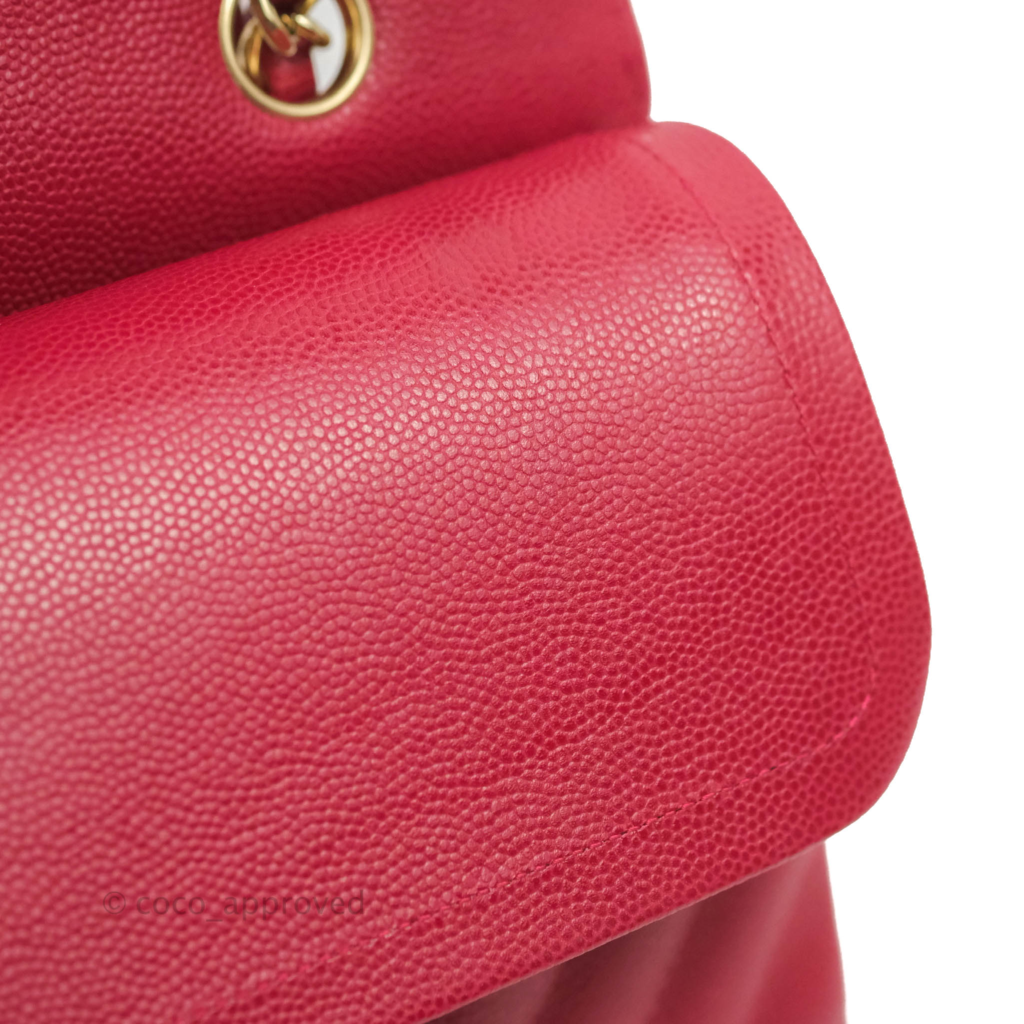 Chanel Classic M/L Medium Chevron Double Flap Bag in Cherry Red Caviar Leather with Gold Hardware - Perfect for Evening Events, Luxury Gifts & Fashionable Outfits