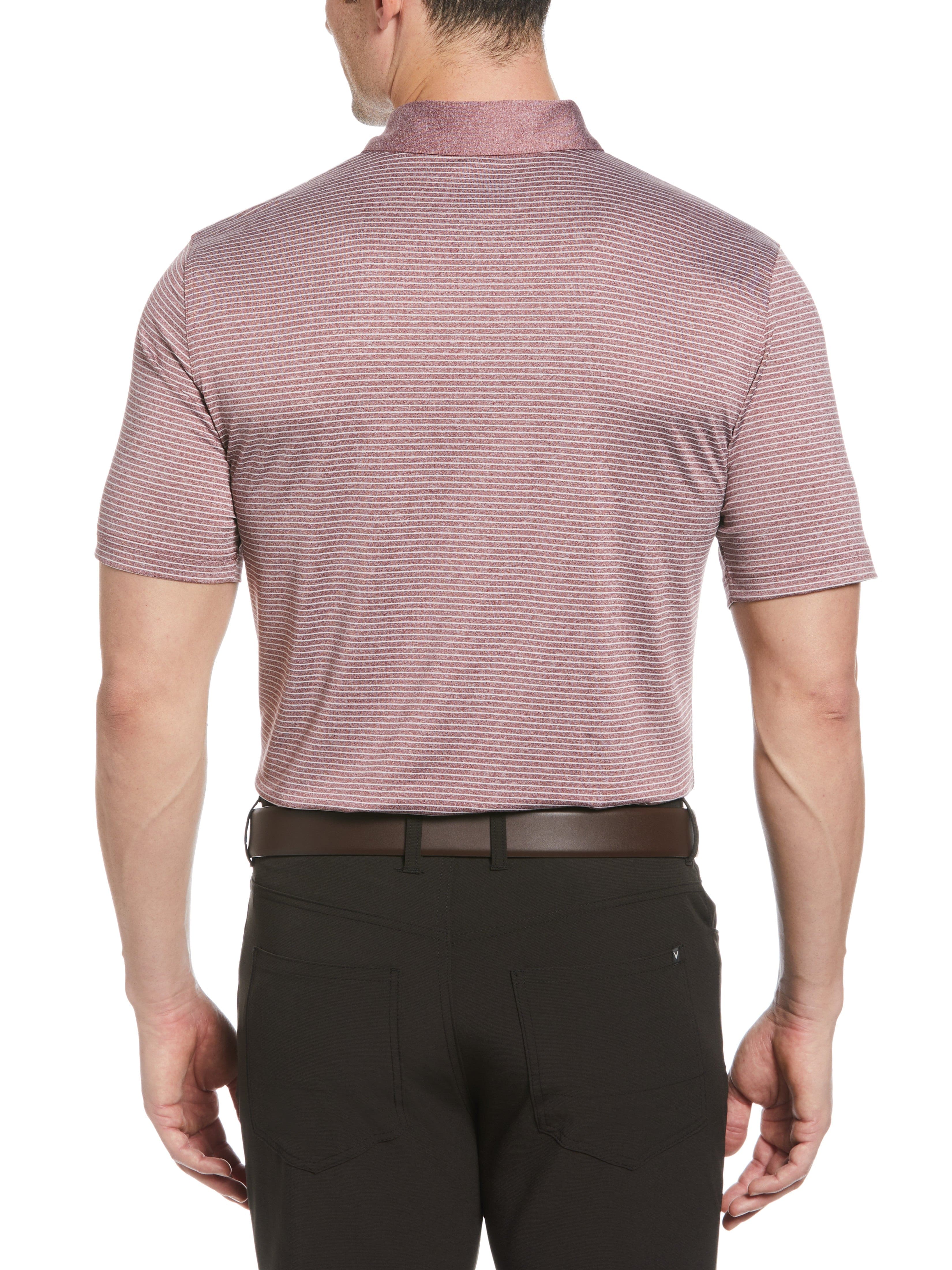 Men's Heather Micro Stripe Golf Polo Shirt - Moisture Wicking & UV Protection - Perfect for Golf, Tennis & Casual Wear