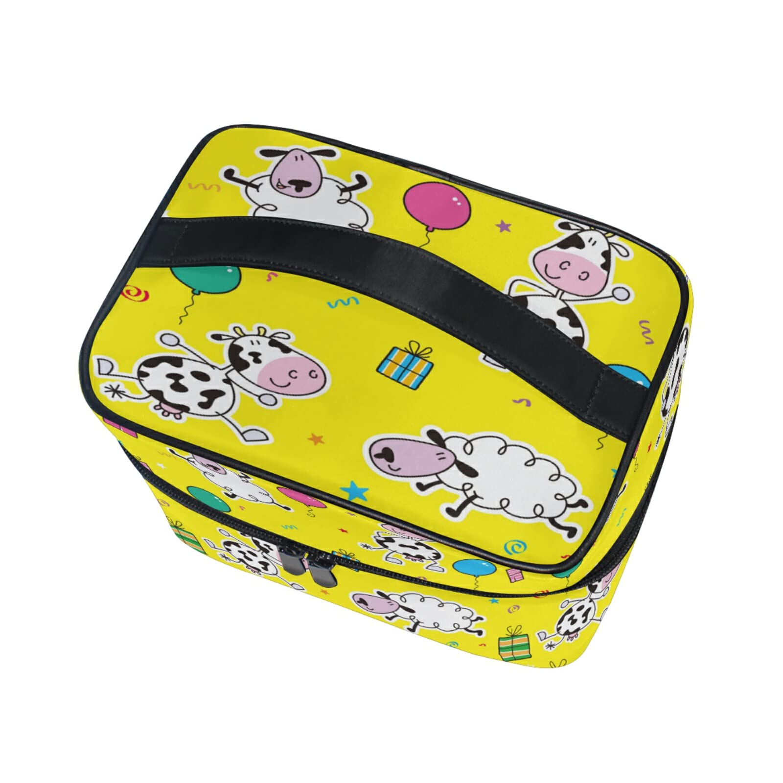 Adorable Cow & Sheep Print Makeup Bag for Women - Cute Baby Animal Cosmetic Organizer, Travel Toiletry Case - Perfect for Travel, Gym & Daily Beauty Storage