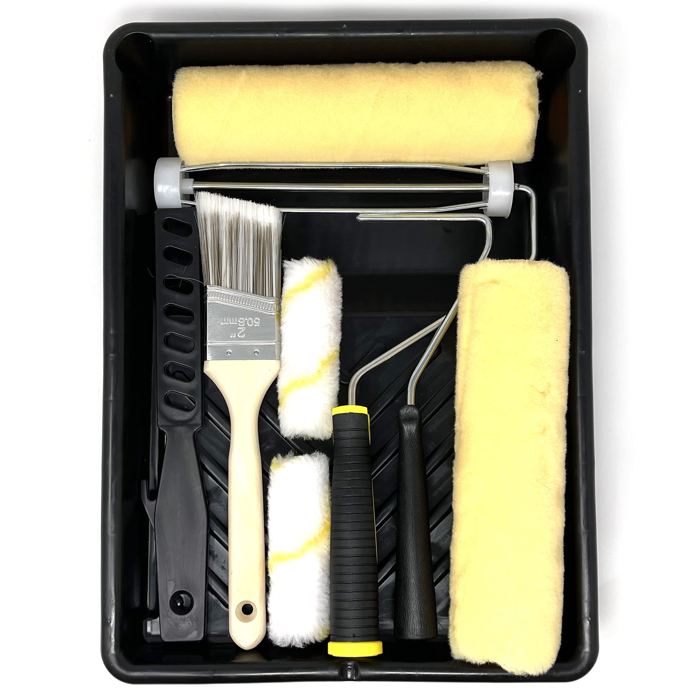 Allgala 9-Piece Paint Roller Kit - Lint-Free Rollers with Frames, Covers, Brush Mixer & Large Tray (TH10301) - Perfect for Interior Painting, DIY Home Projects & Professional Wall Makeovers