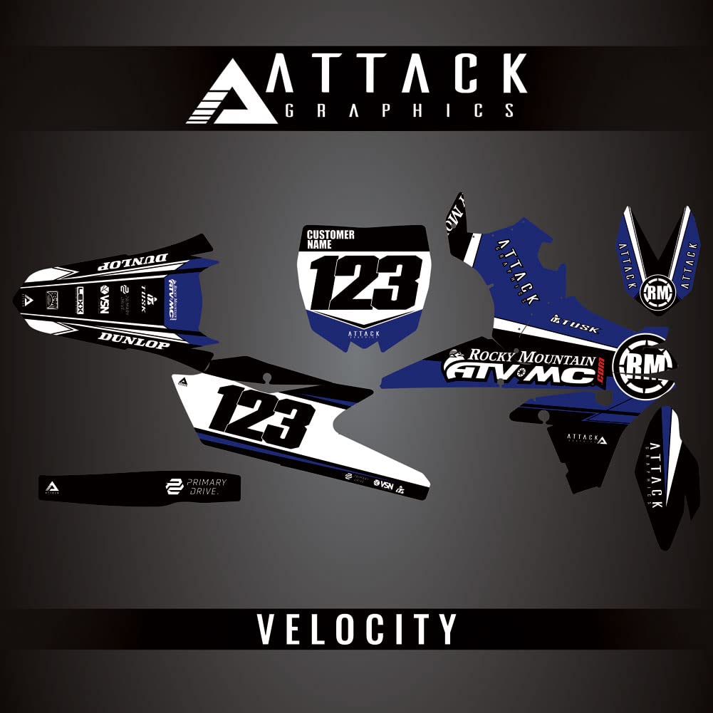 Attack Graphics Custom Velocity Complete Bike Graphics Kit for Yamaha YZ250F 2014 - High-Quality Dirt Bike Decals for Motocross & Off-Road Racing