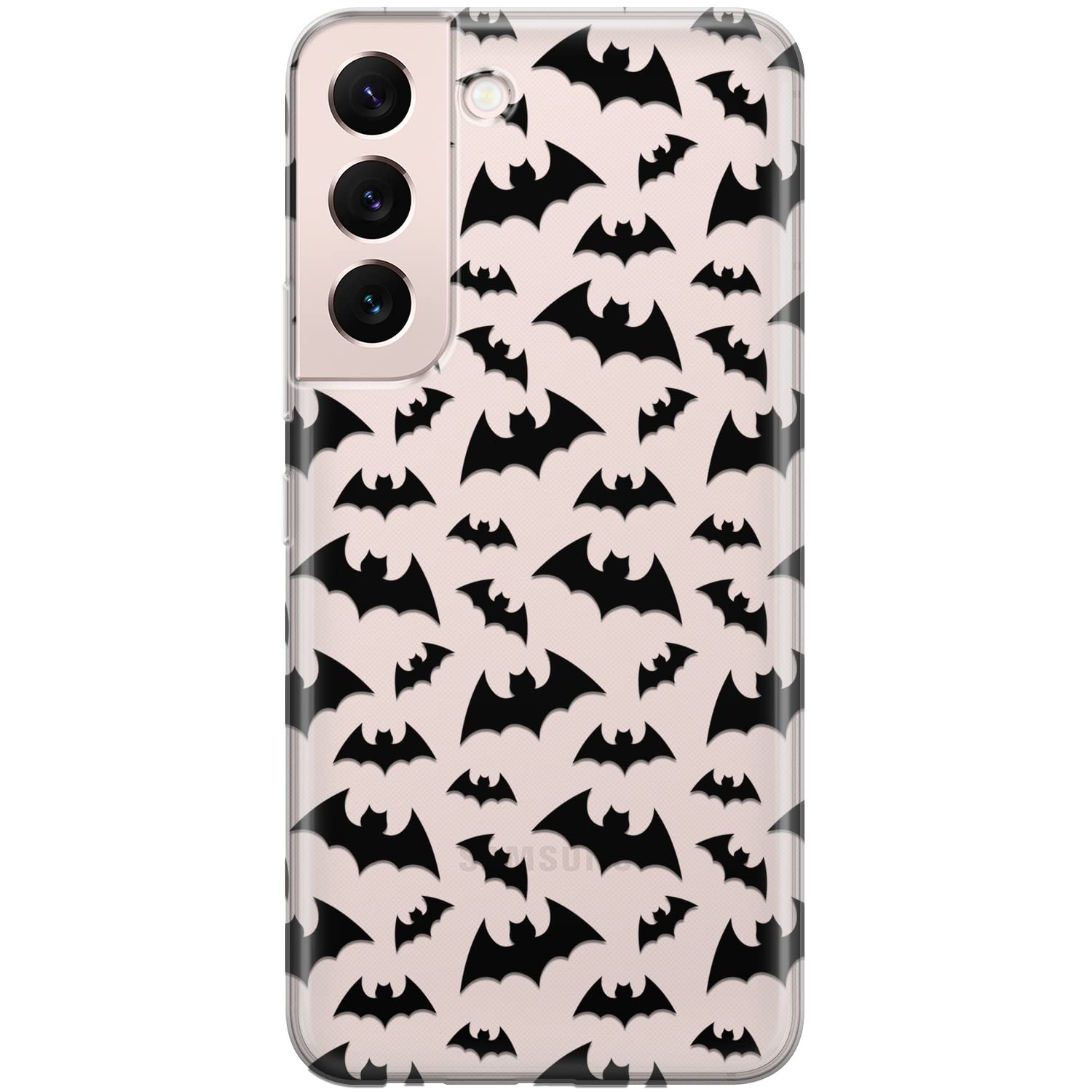 Spooky Bats Halloween Phone Case for Samsung Galaxy S24/S23 Ultra/S22+/S21 FE 5G/S20/Note 20/10 - Lightweight Durable Silicone Cover with Goth Witchcraft Print (Black/Clear) - Perfect for Halloween Parties, Cosplay & Gothic Fashion Accessories