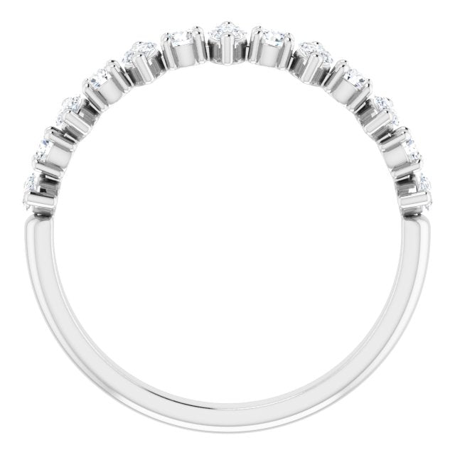 0.88 Carat Prong Set Marquise and Round Diamond Wedding Band - Elegant Bridal Ring for Engagement, Anniversary & Special Occasions