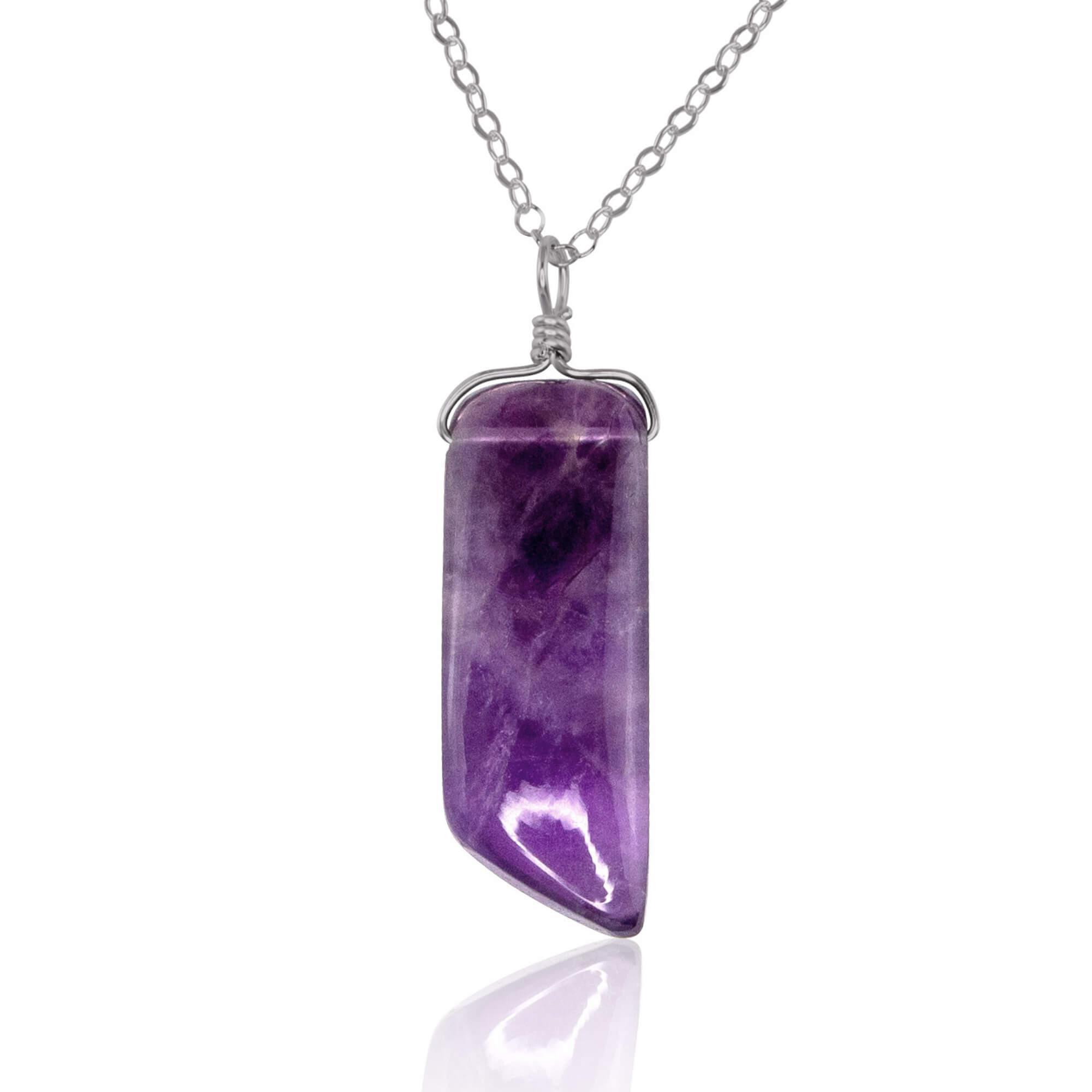 Natural Smooth Purple Amethyst Crystal Point Necklace - Healing Stone Jewelry for Meditation, Energy Cleansing & Spiritual Gifts